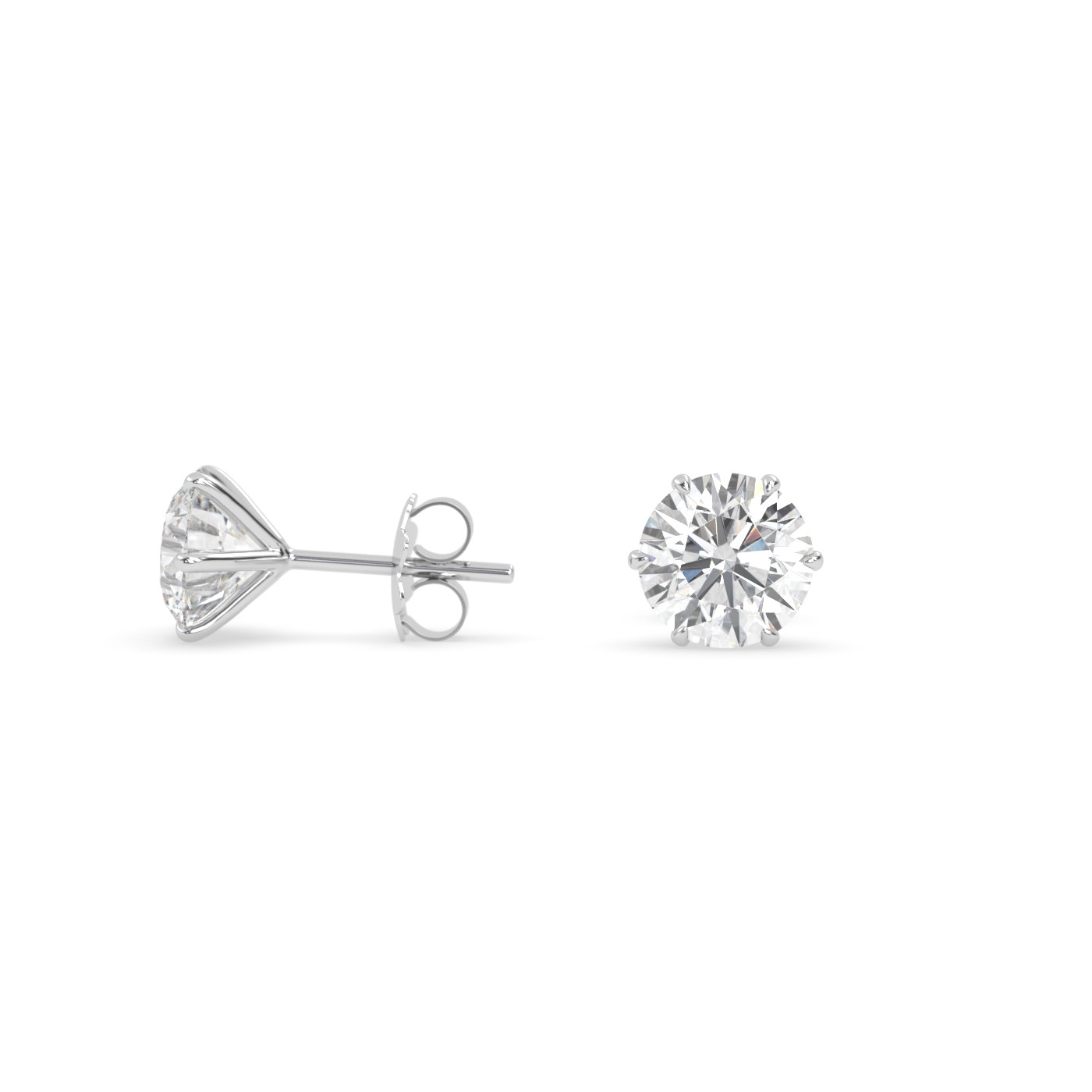 18k white gold  diamond stud earrings with 6 prongs