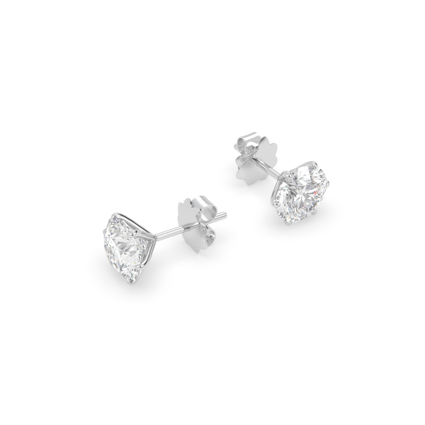 18k white gold  diamond stud earrings with 6 prongs Photos & images