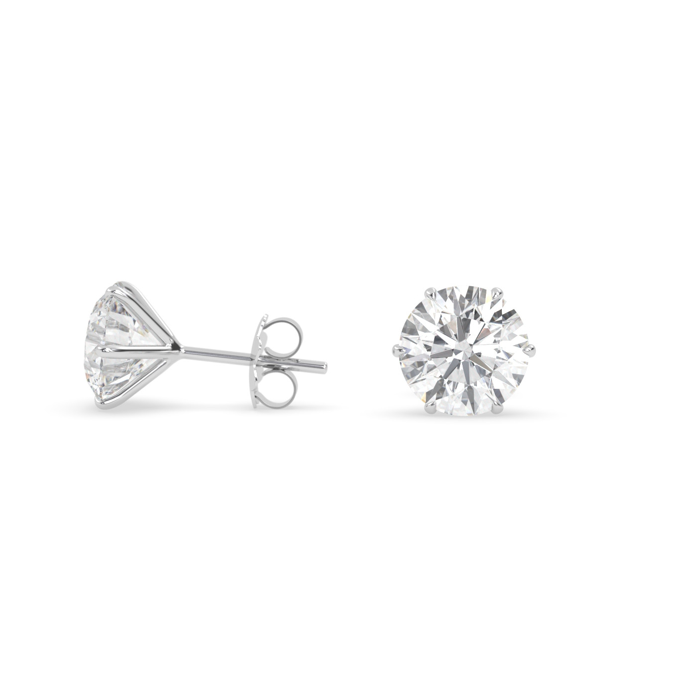 18k white gold  diamond stud earrings with 6 prongs