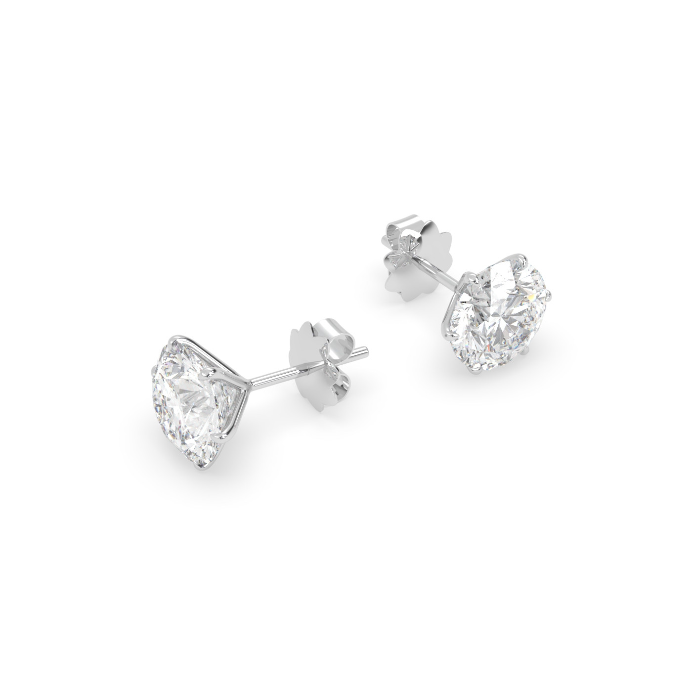 18k white gold  diamond stud earrings with 6 prongs