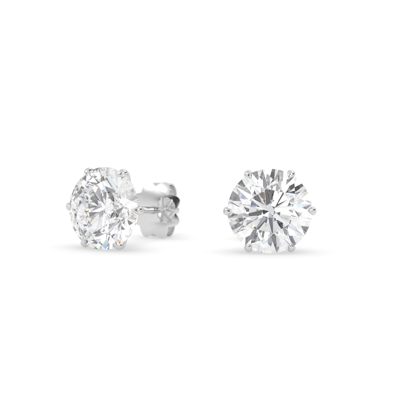 18k white gold  diamond stud earrings with 6 prongs Photos & images