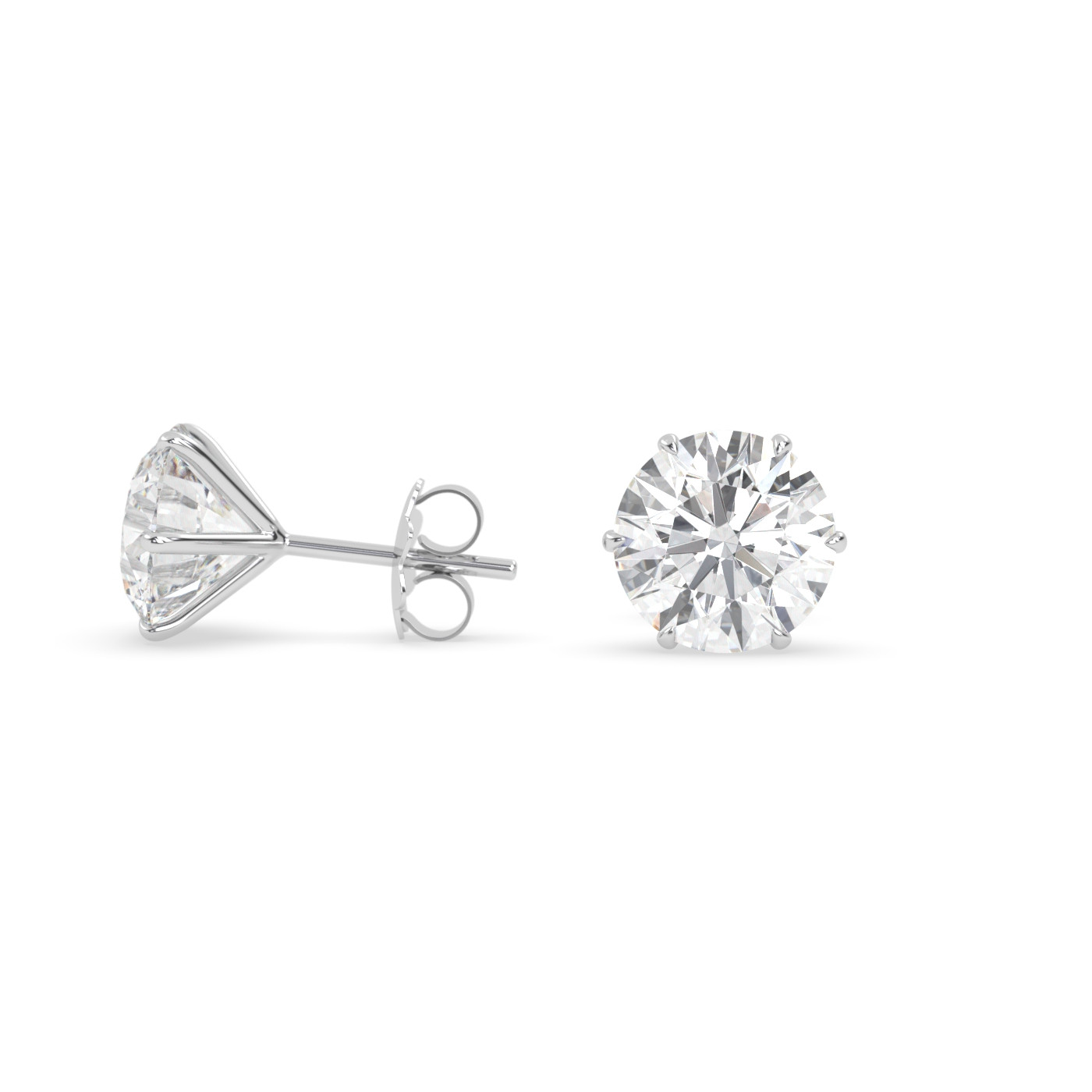 18k white gold  diamond stud earrings with 6 prongs