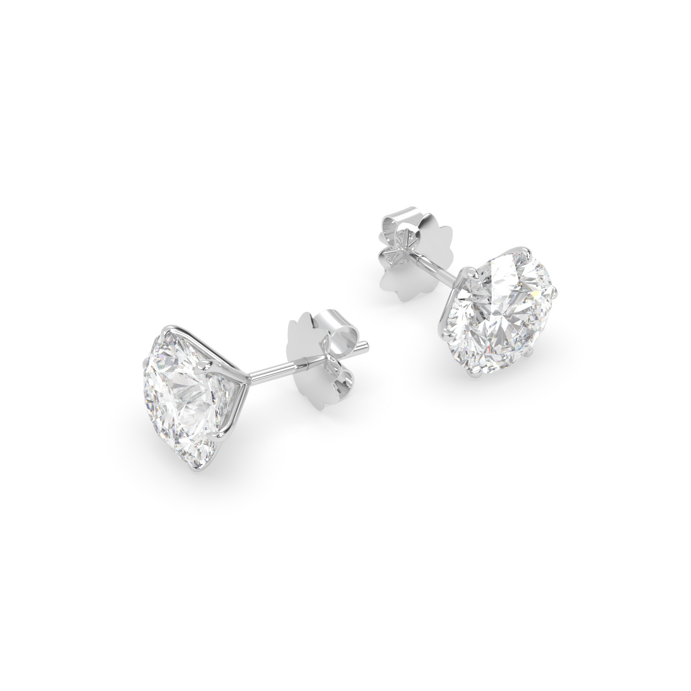 18k white gold  diamond stud earrings with 6 prongs