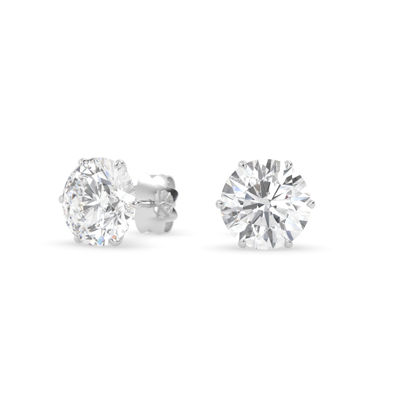 18k white gold  diamond stud earrings with 6 prongs Photos & images