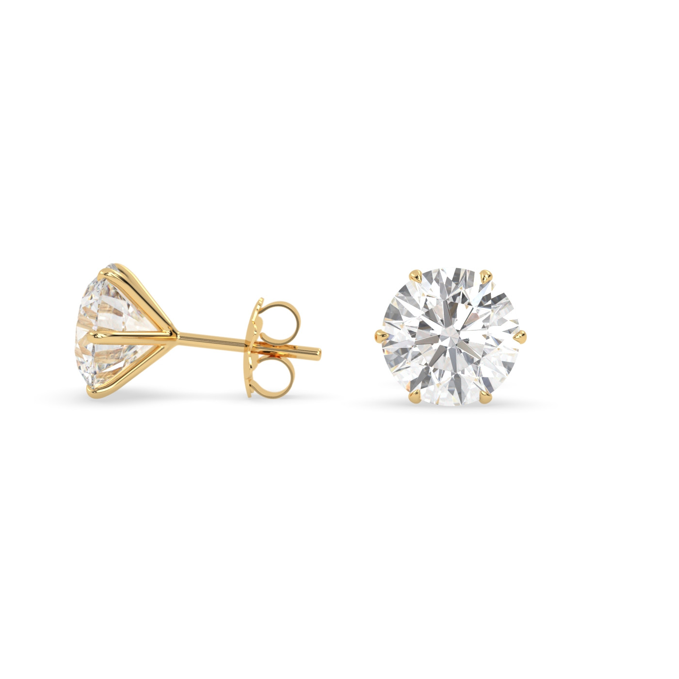 18k yellow gold  diamond stud earrings with 6 prongs