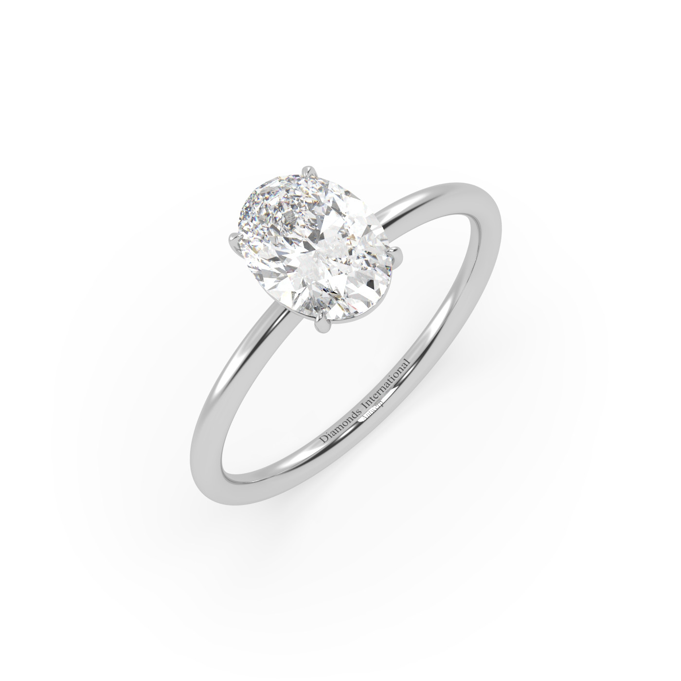 18k white gold  solitaire ring with 1-0 carat oval diamond