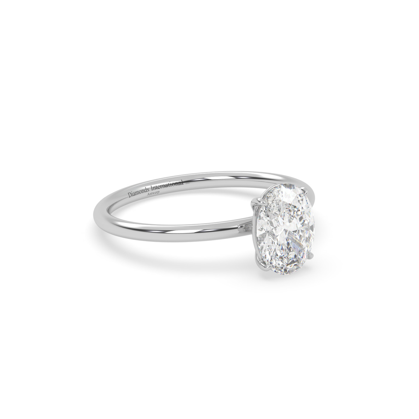 18k white gold  solitaire ring with 1-0 carat oval diamond