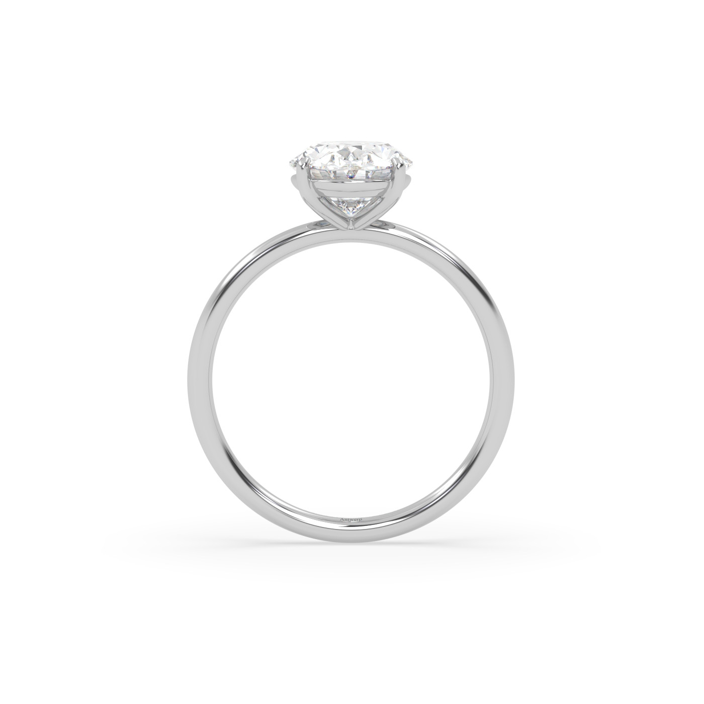 18k white gold  solitaire ring with 2-0 carat oval diamond