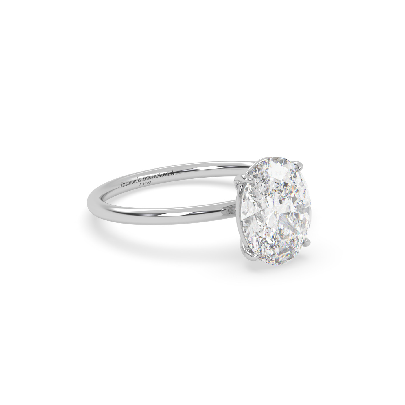 18k white gold  solitaire ring with 2-0 carat oval diamond