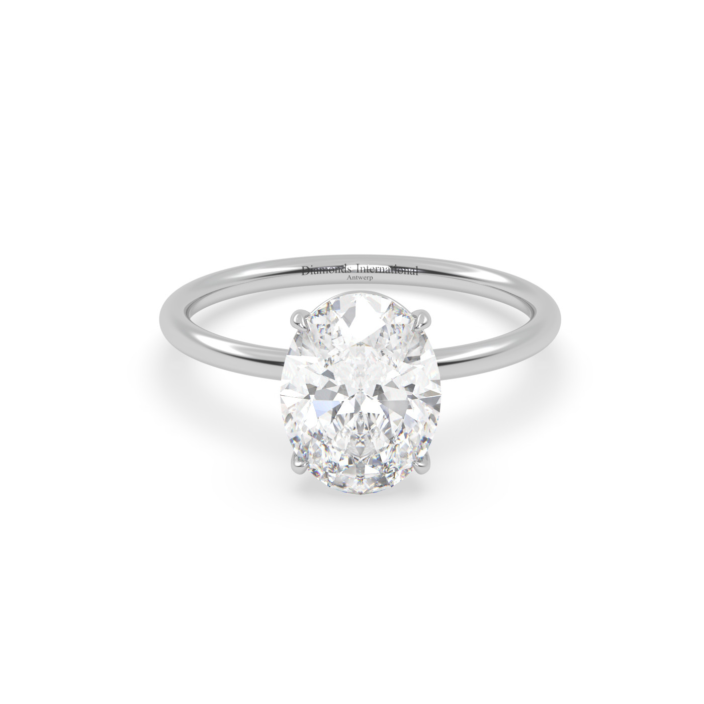 18k white gold  solitaire ring with 1-0 carat oval diamond Photos & images