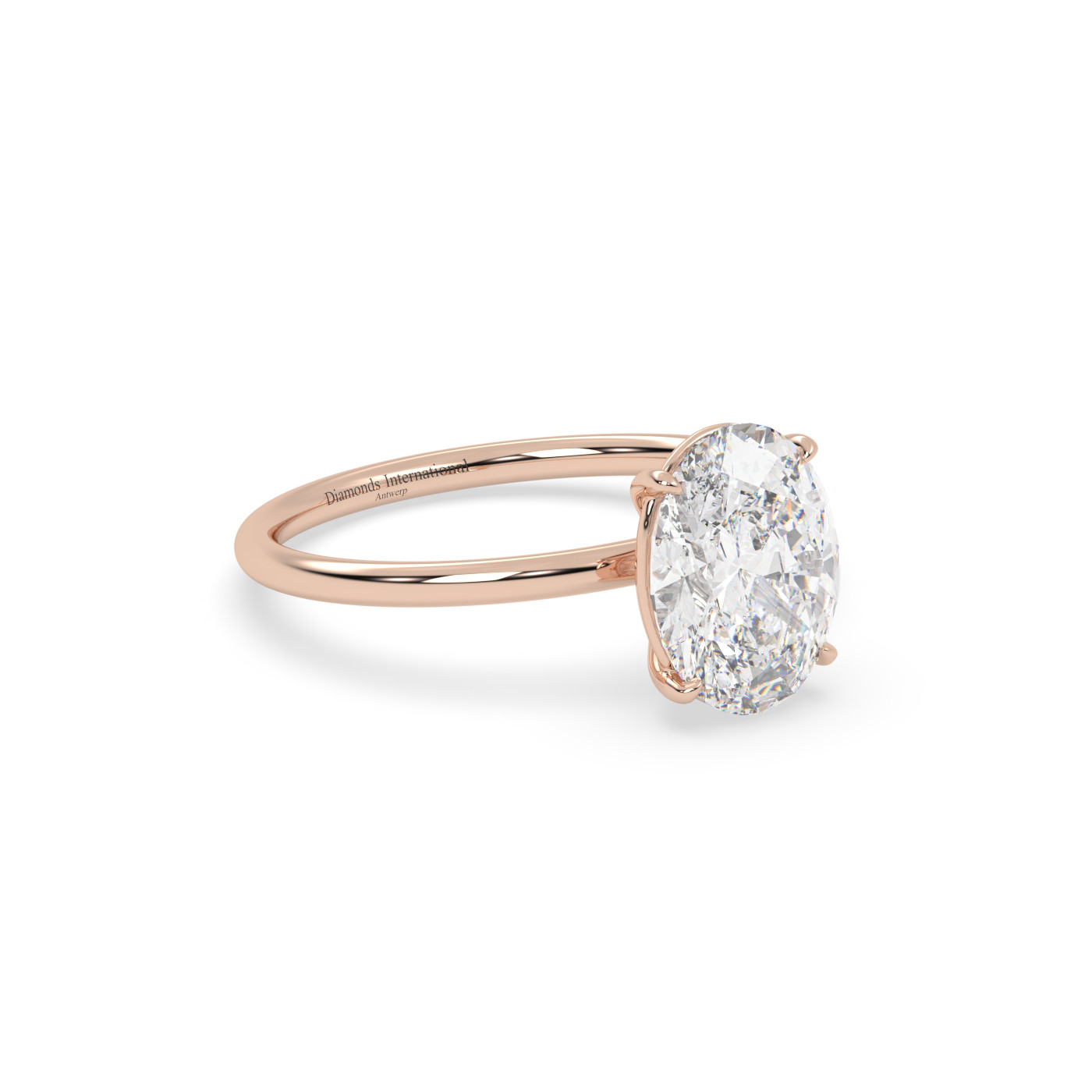 18k rose gold  solitaire ring with 2-0 carat oval diamond