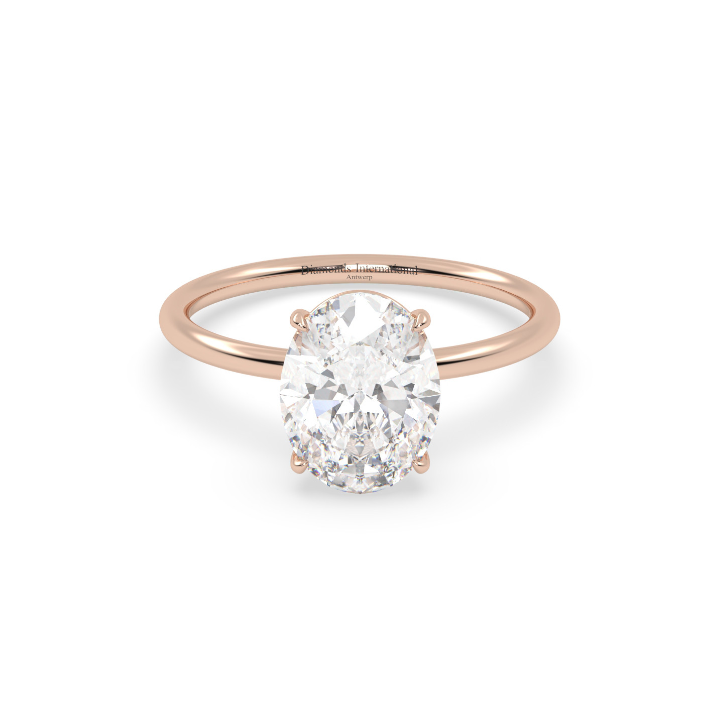 18k rose gold  solitaire ring with 2-0 carat oval diamond