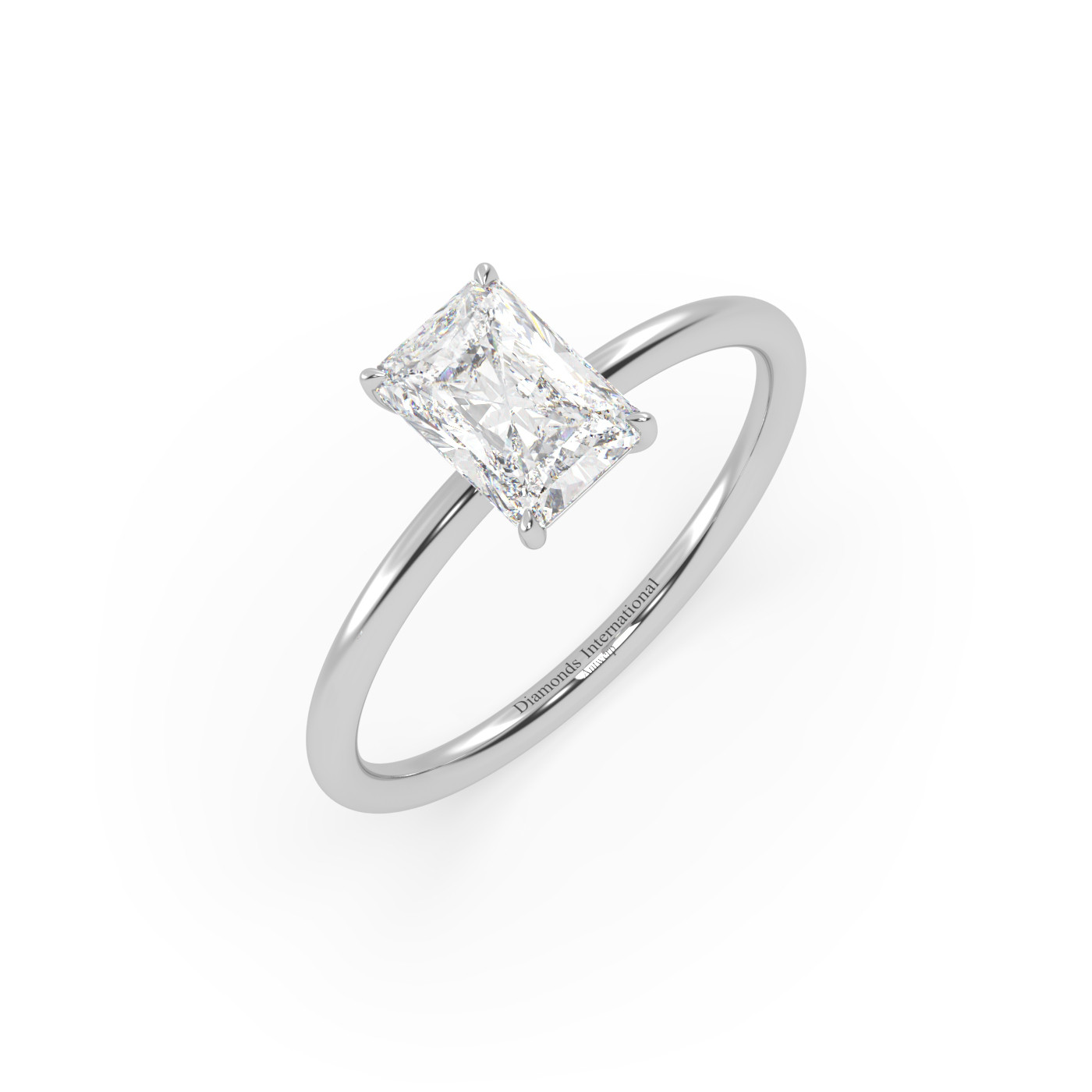 18k white gold  radiant cut diamond engagement ring