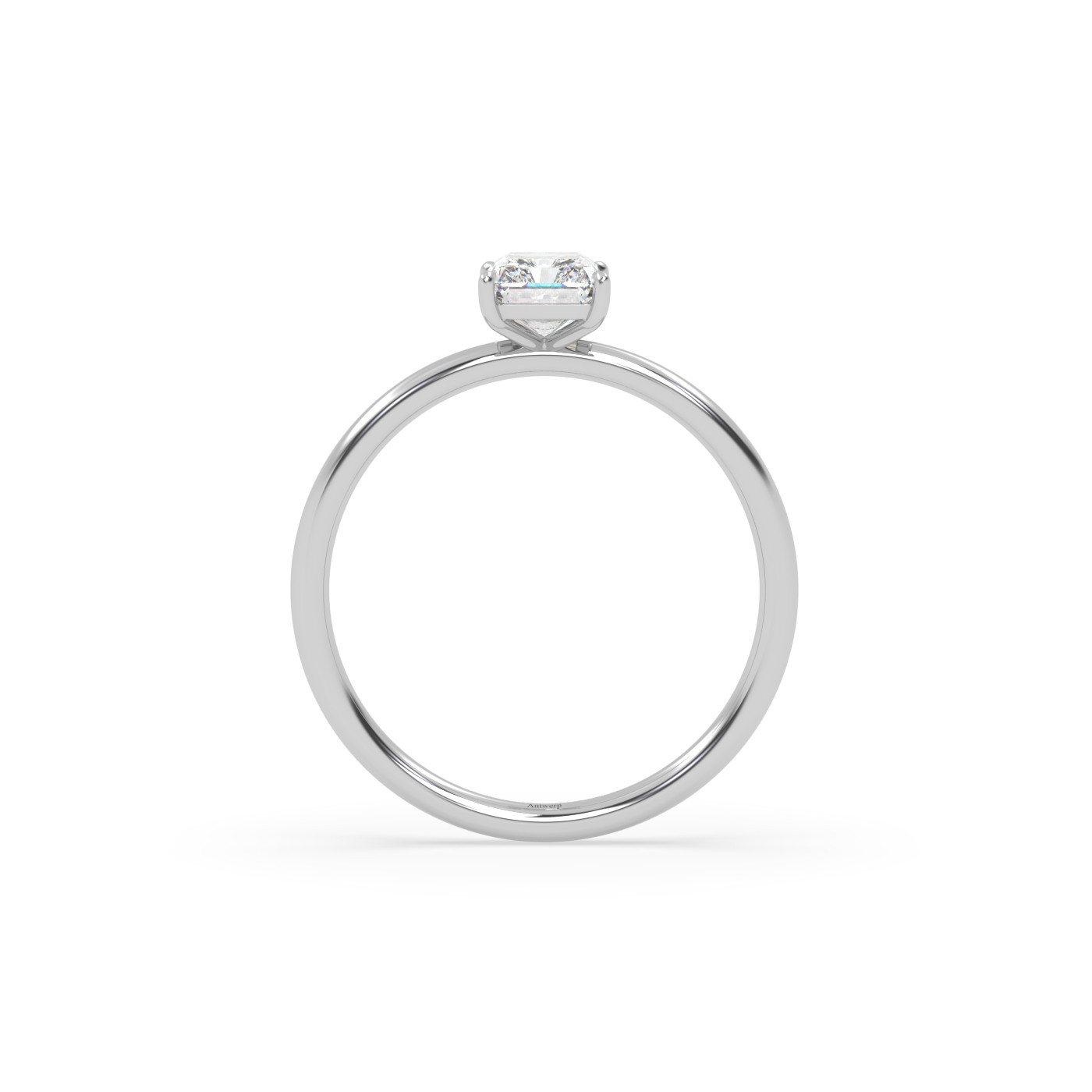 18k white gold  radiant cut diamond engagement ring