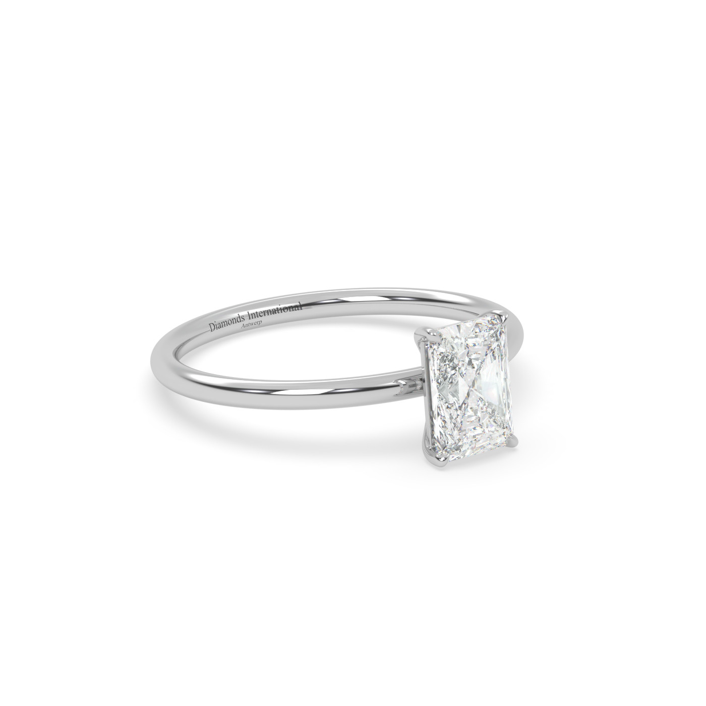 18k white gold  radiant cut diamond engagement ring