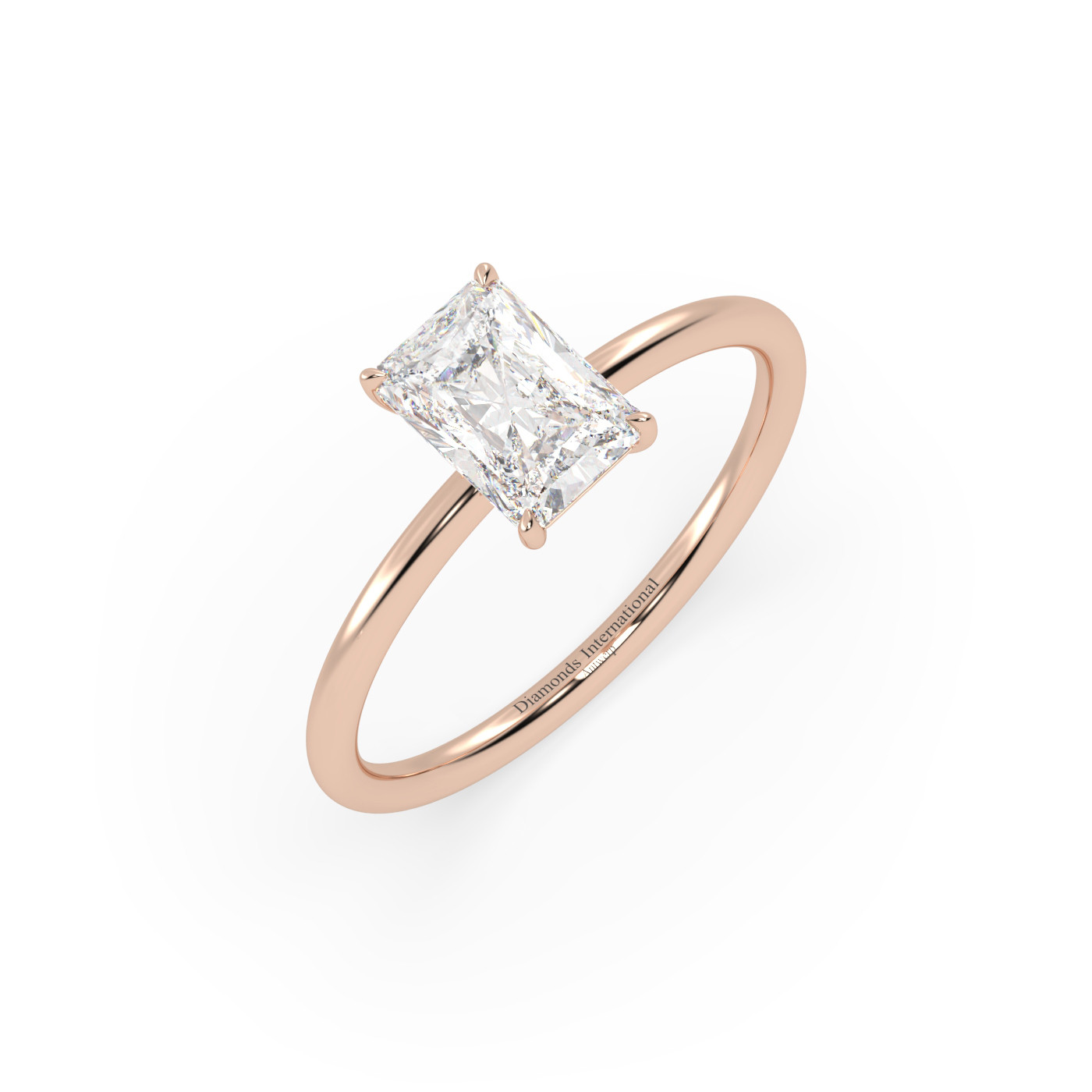 18k rose gold  radiant cut diamond engagement ring