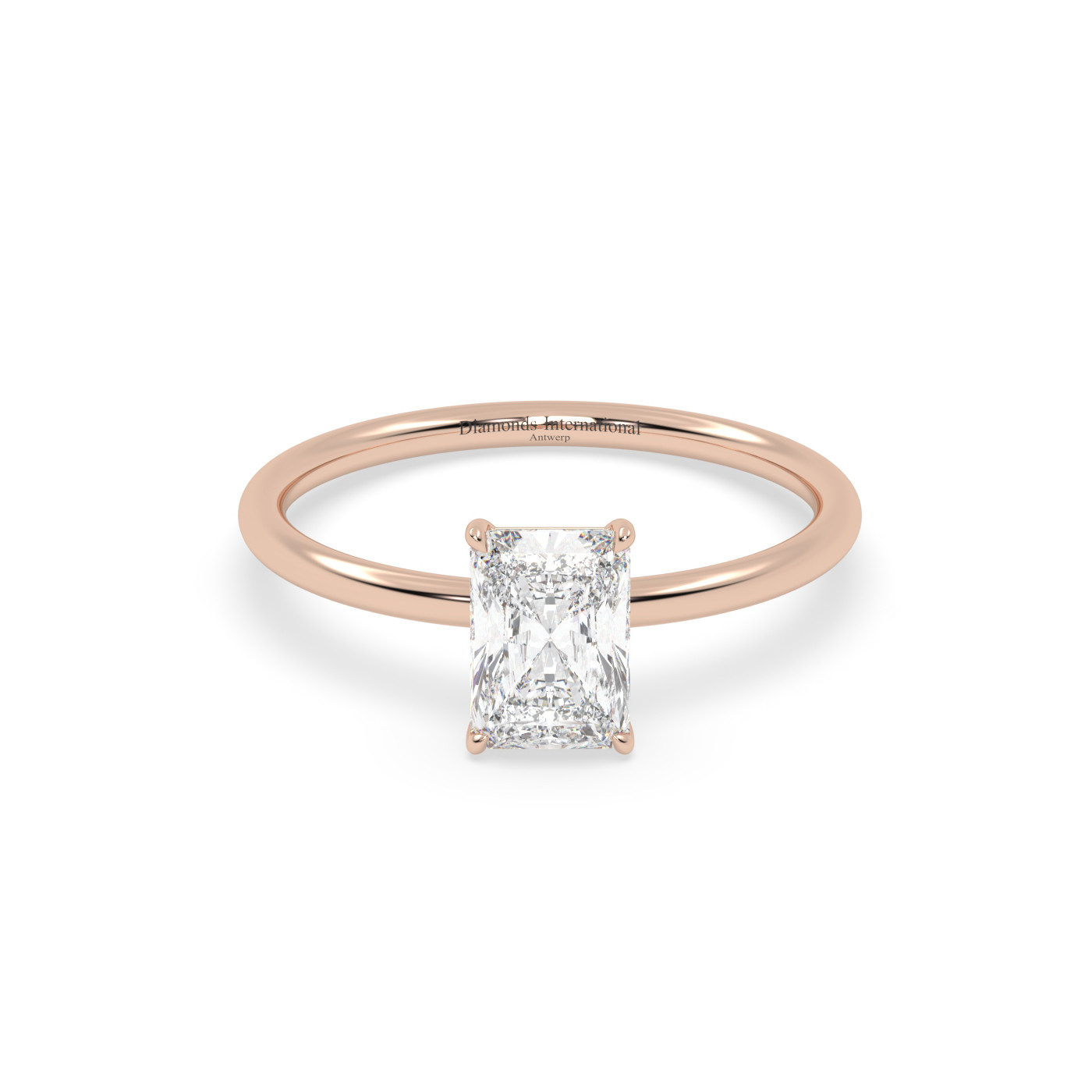 18k rose gold  radiant cut diamond engagement ring