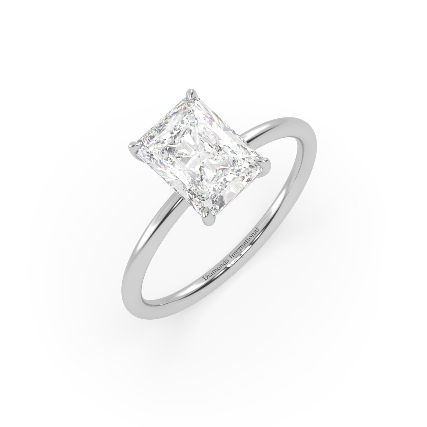 18k white gold  radiant cut diamond engagement ring