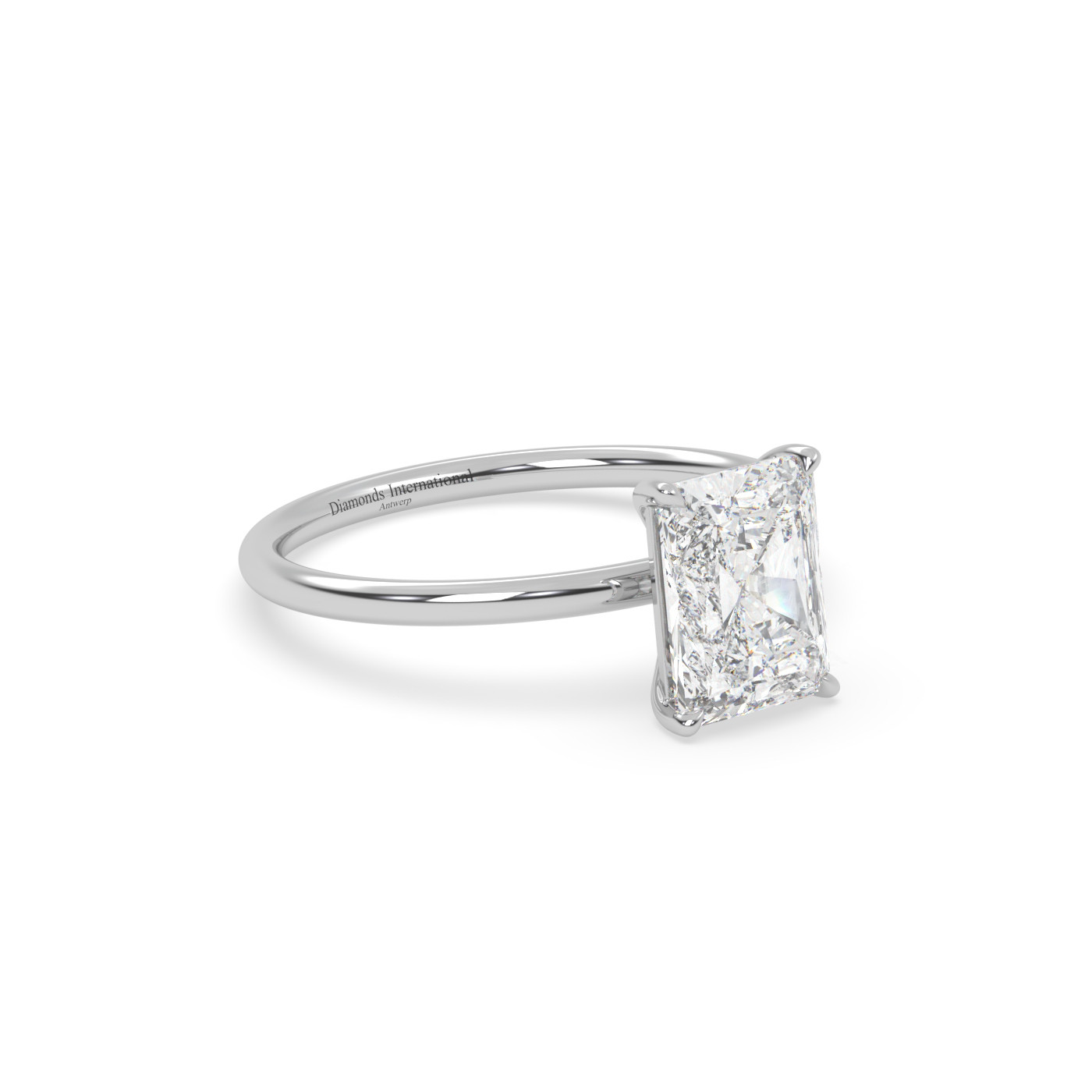 18k white gold  radiant cut diamond engagement ring