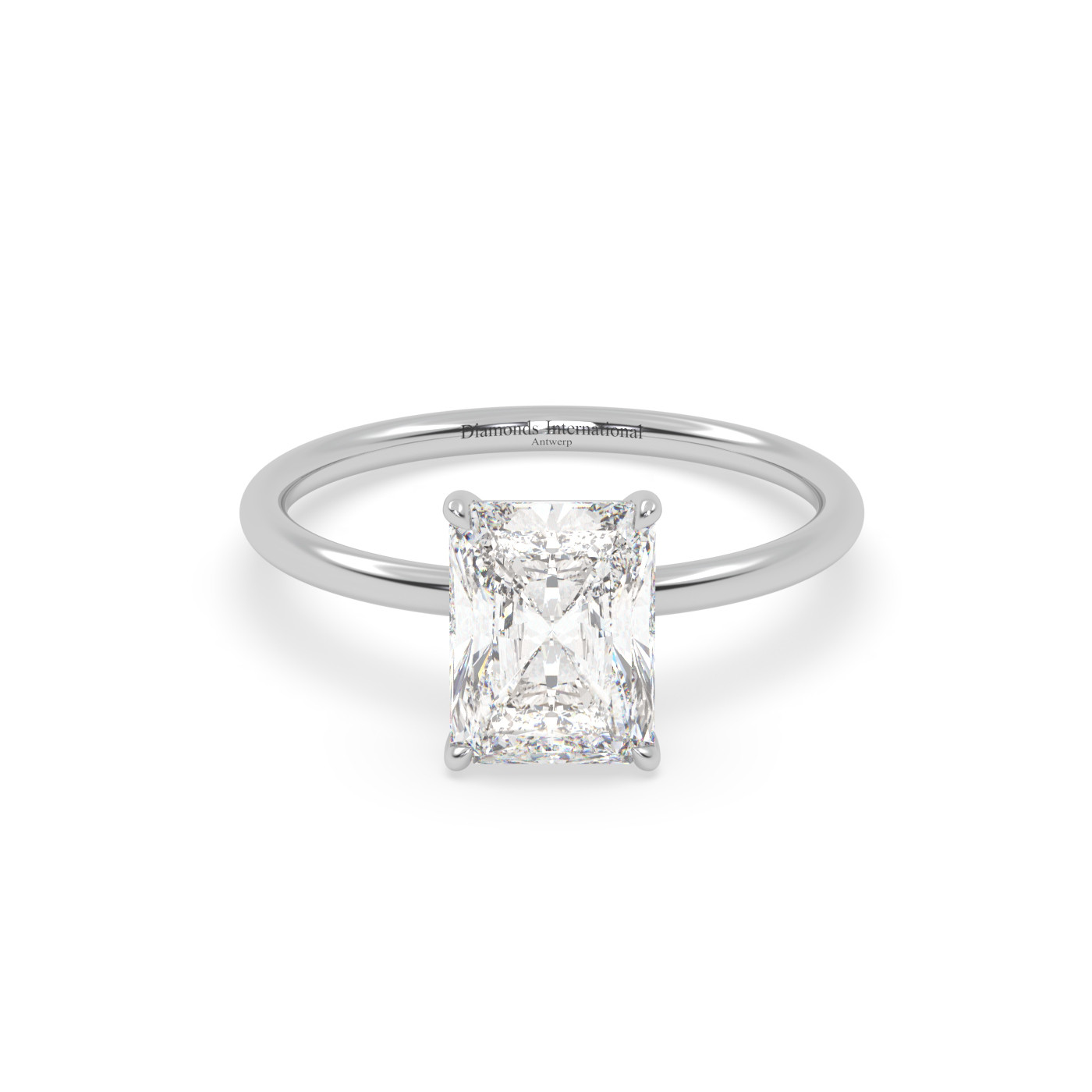 18k white gold  radiant cut diamond engagement ring