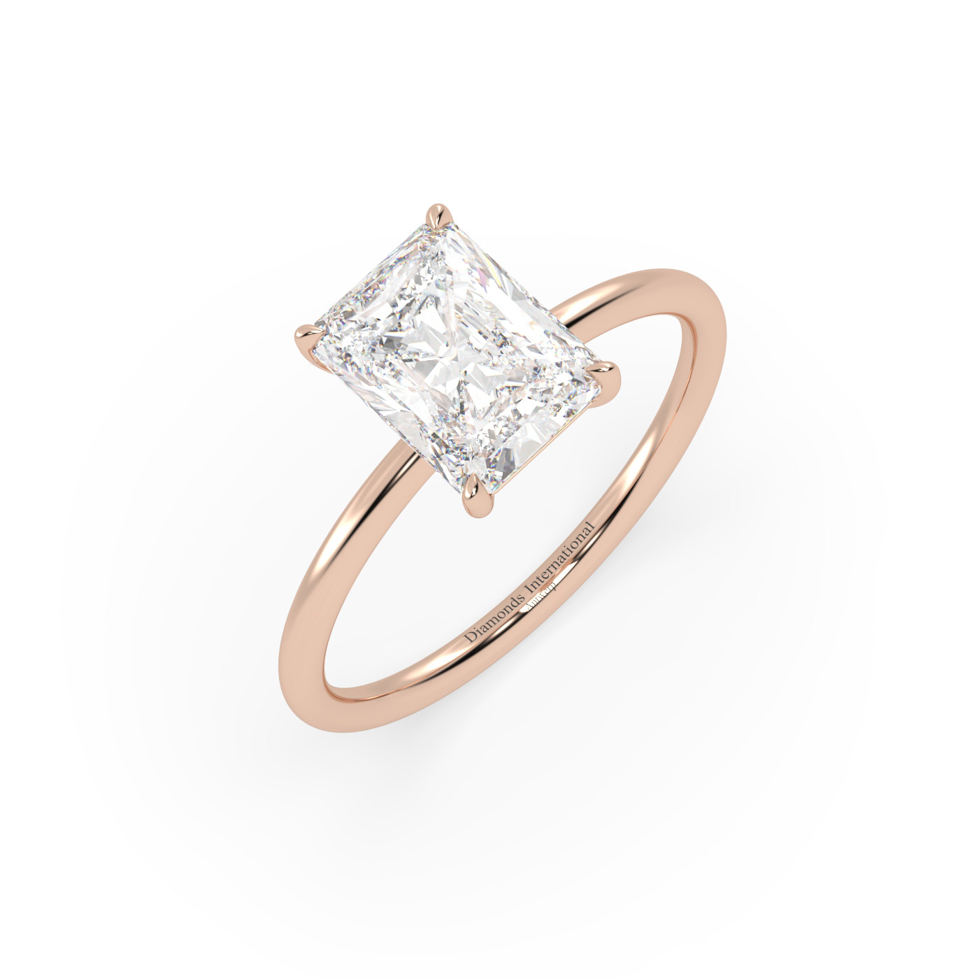 18k rose gold  radiant cut diamond engagement ring