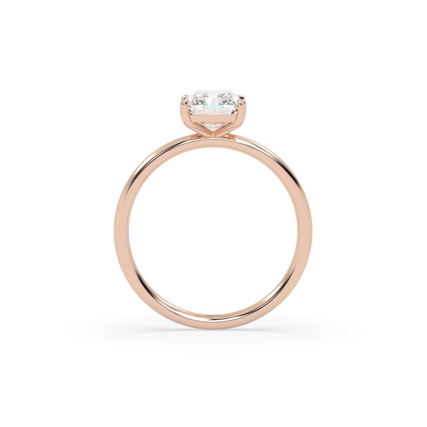 18k rose gold  radiant cut diamond engagement ring