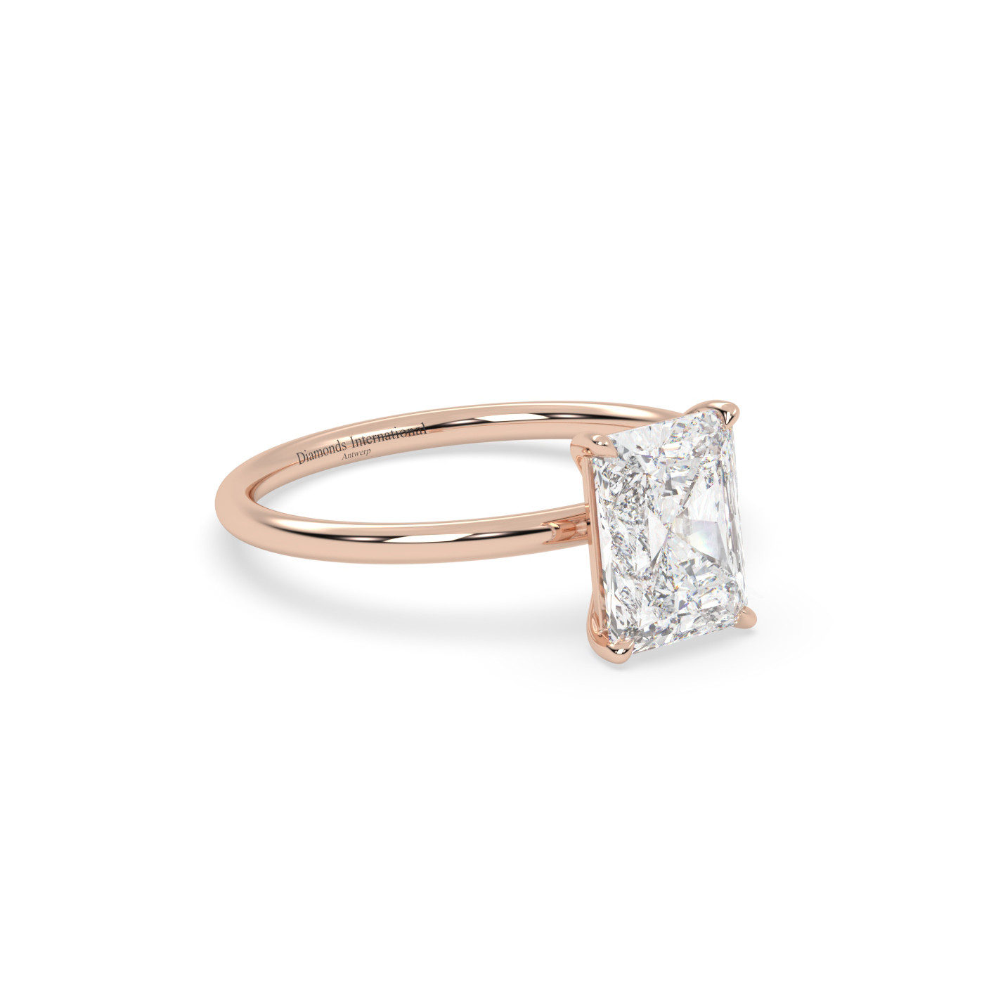 18k rose gold  radiant cut diamond engagement ring