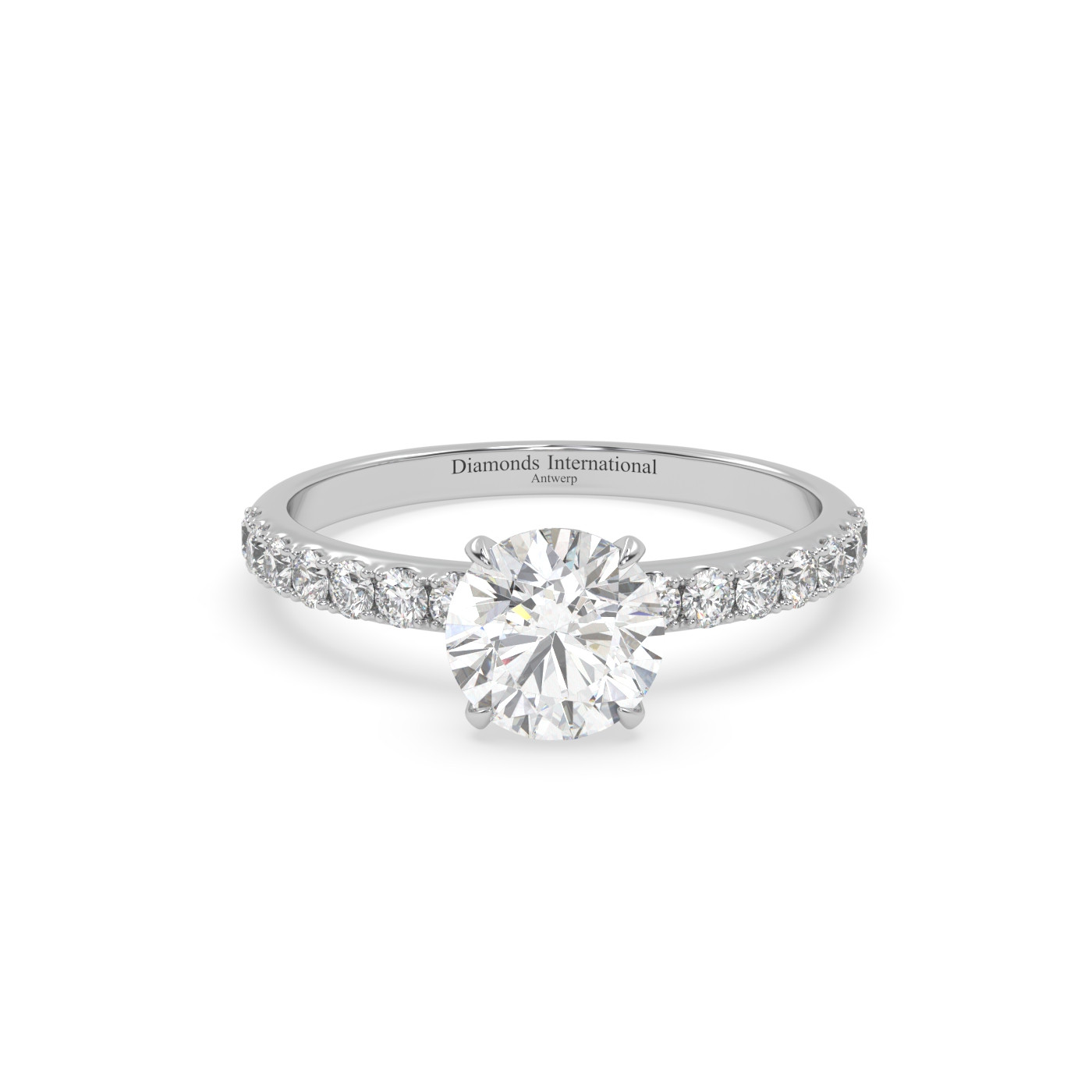 18k white gold  radiant cut diamond engagement ring