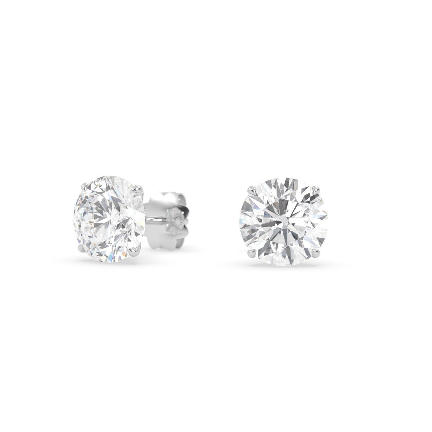 18k white gold  natural diamond stud earrings with 4 prongs Photos & images