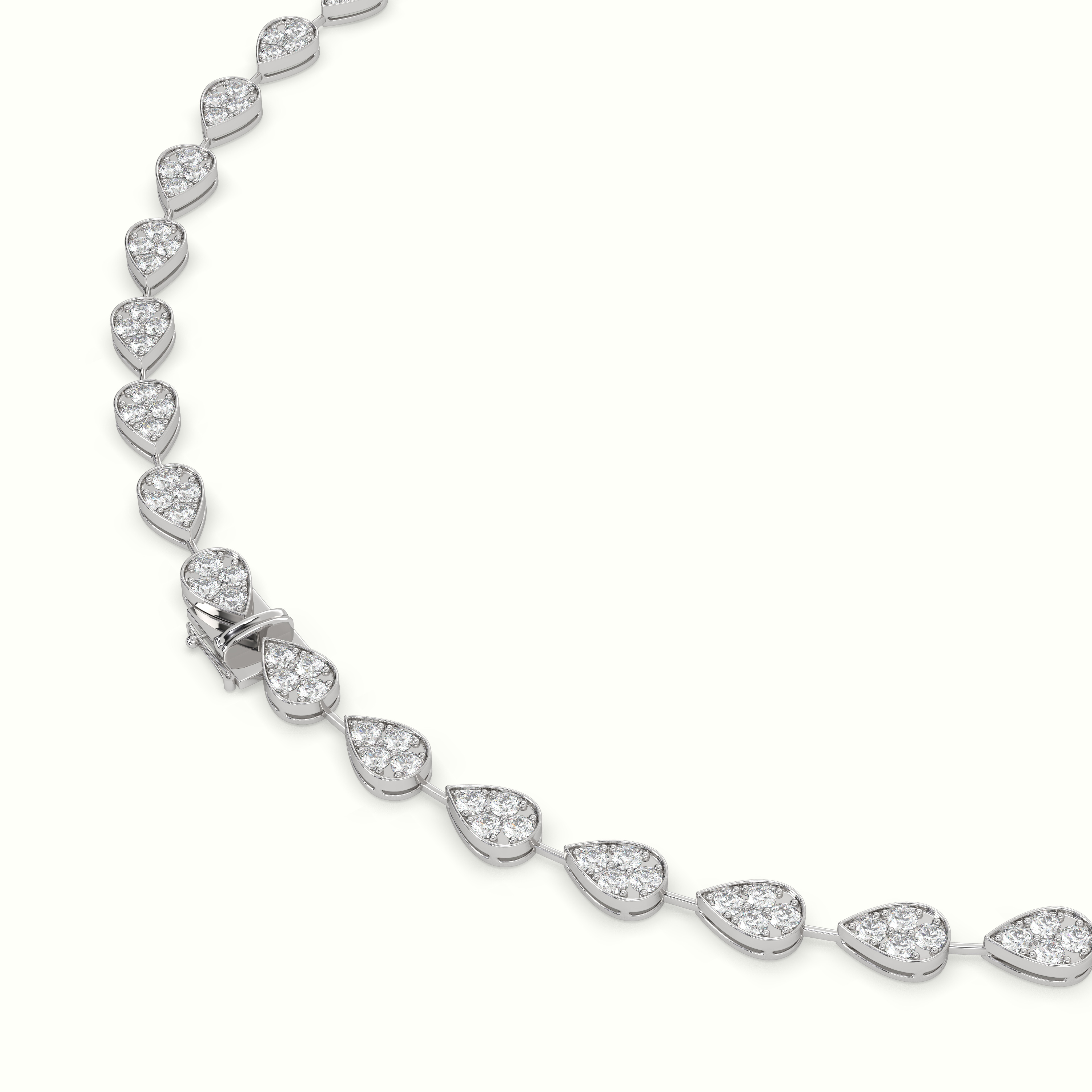 18k white gold  diamond chandelier necklace with exquisite pear-cut diamonds