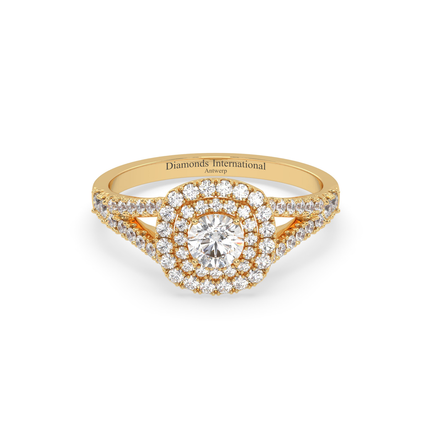 18k or blanc  bague de fiançailles en diamant de style halo taille émeraude avec bande pavée