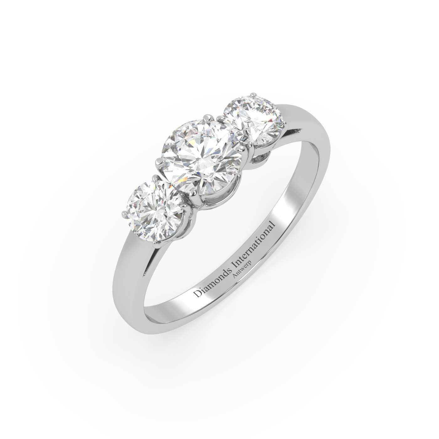 18k or blanc  bague diamant 3 pierres taille ronde