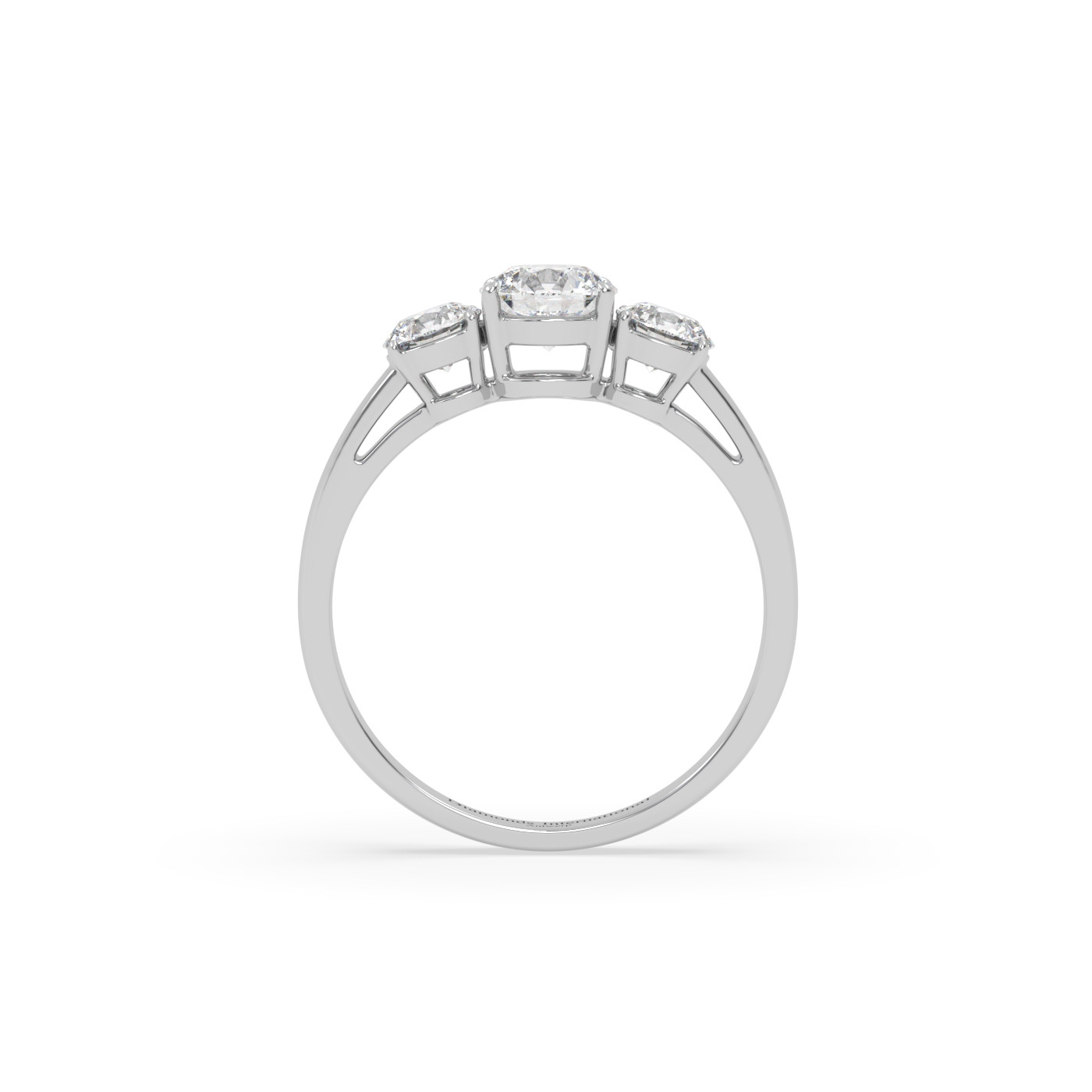 18k or blanc  bague diamant 3 pierres taille ronde