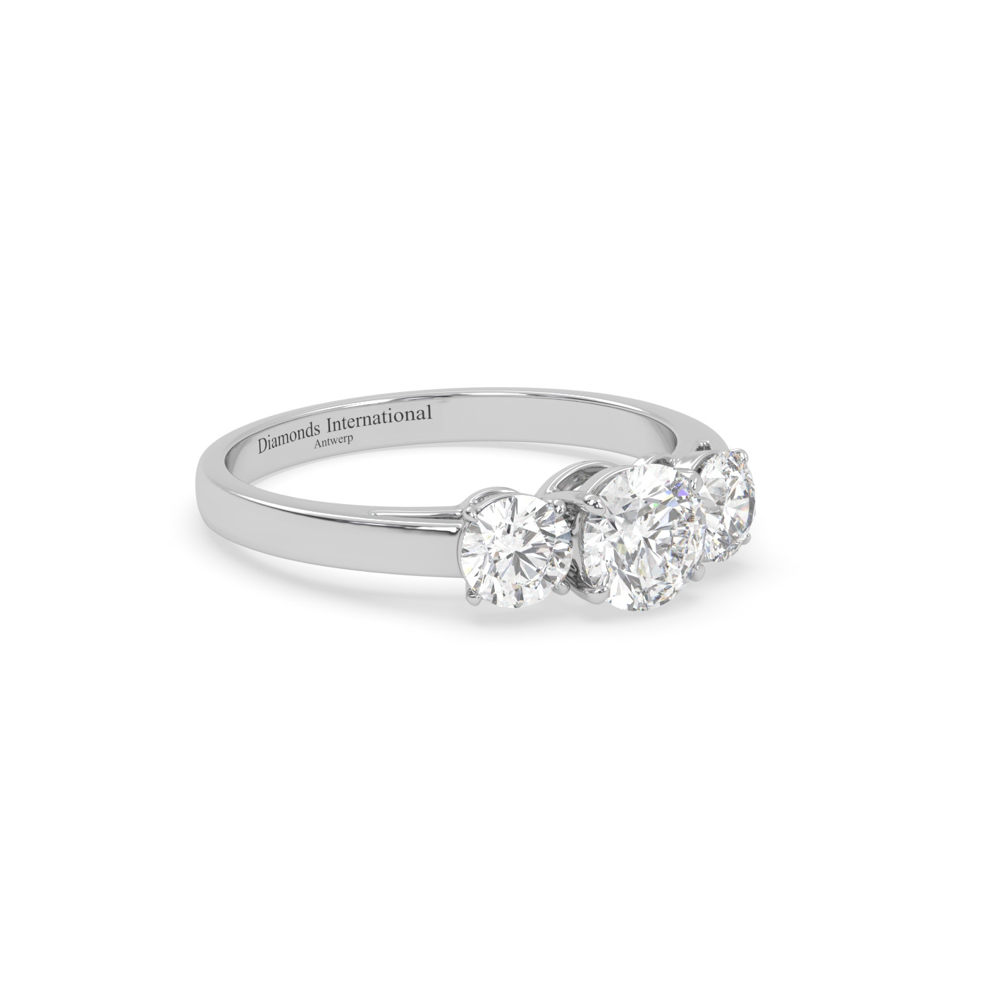 18k or blanc  bague diamant 3 pierres taille ronde