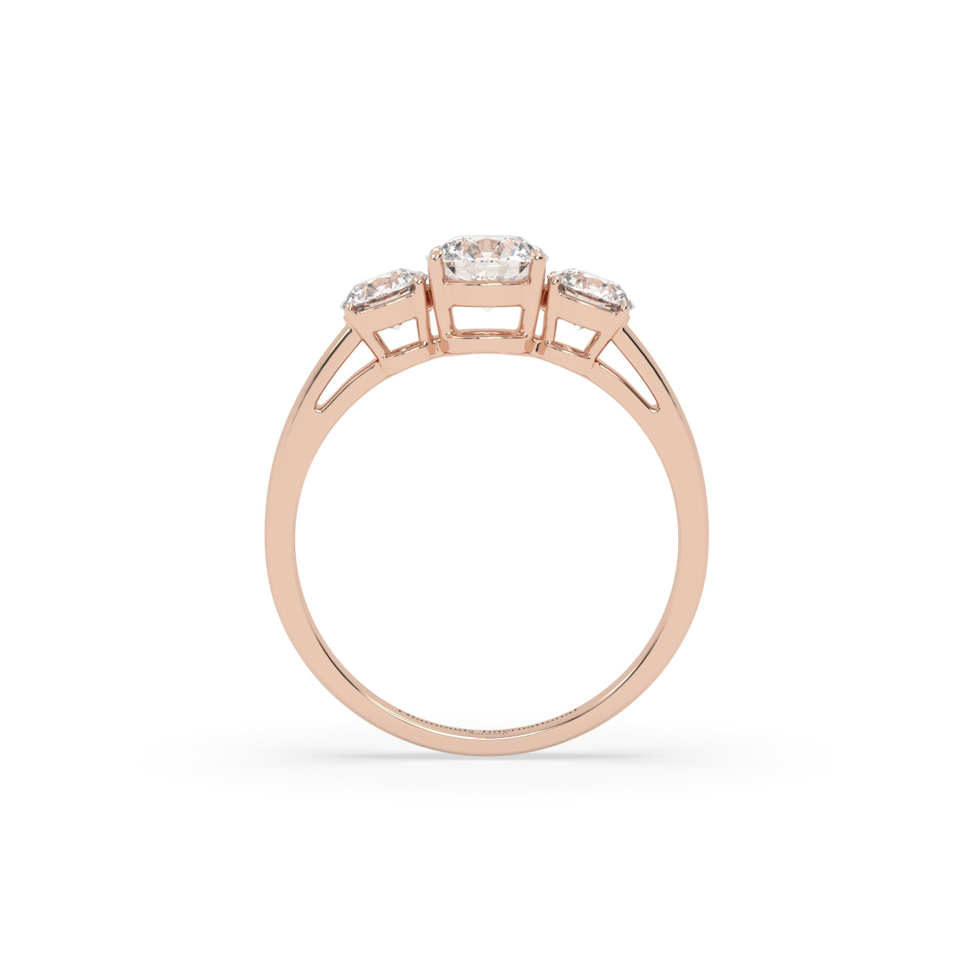 18k or rose  bague diamant 3 pierres taille ronde