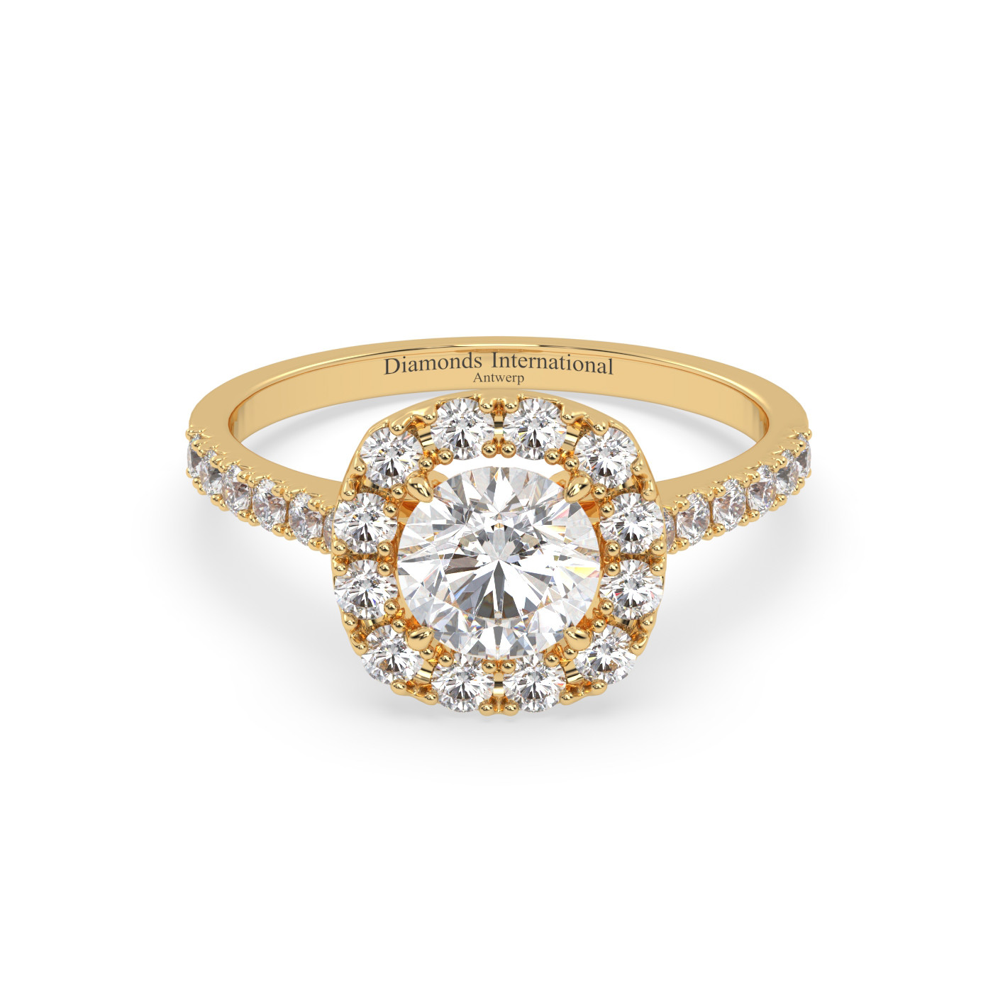 18k or blanc  bague de fiançailles halo de diamants taille ronde avec bande pavée Photos & images