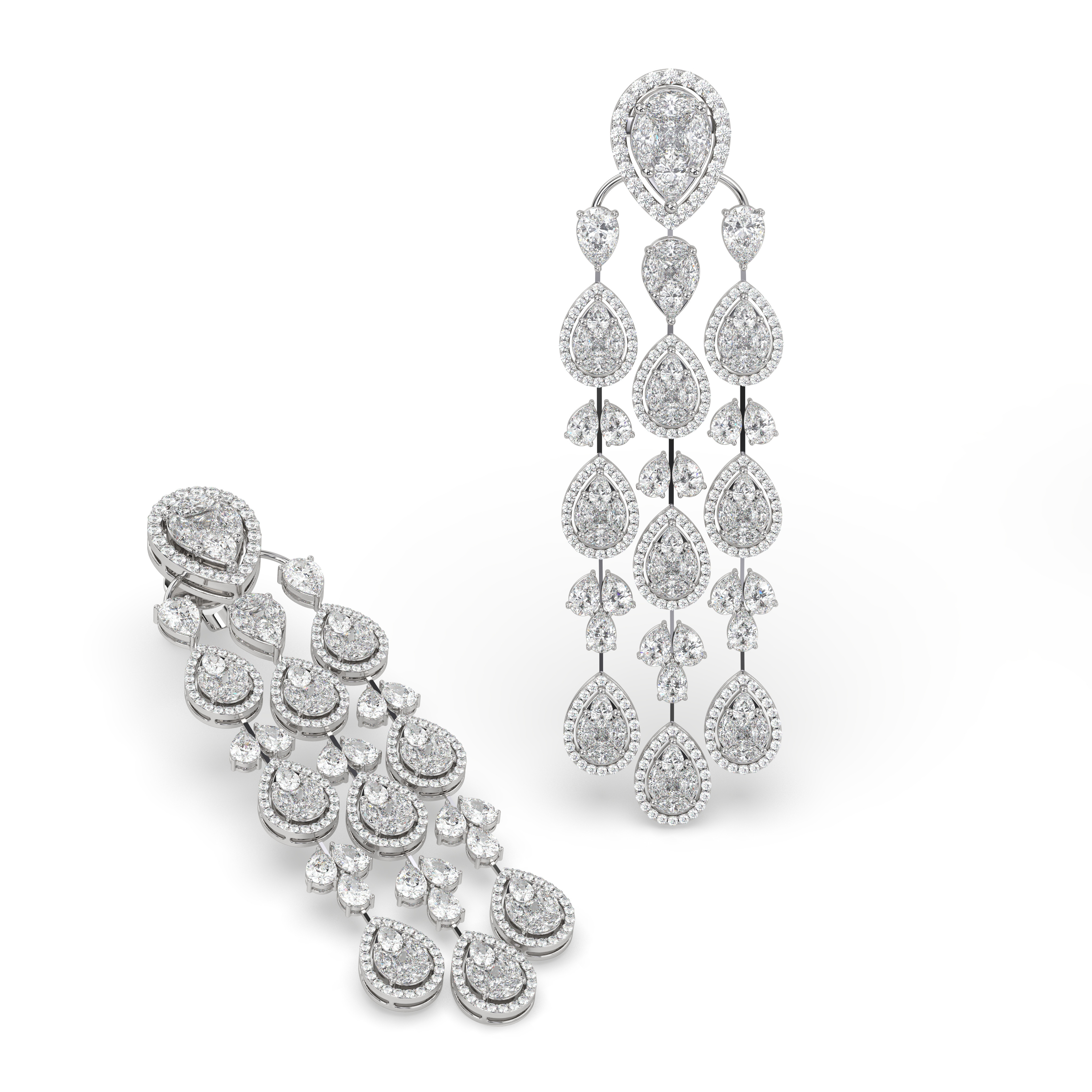 18k white gold  earrings with sparkling pear-cut diamonds