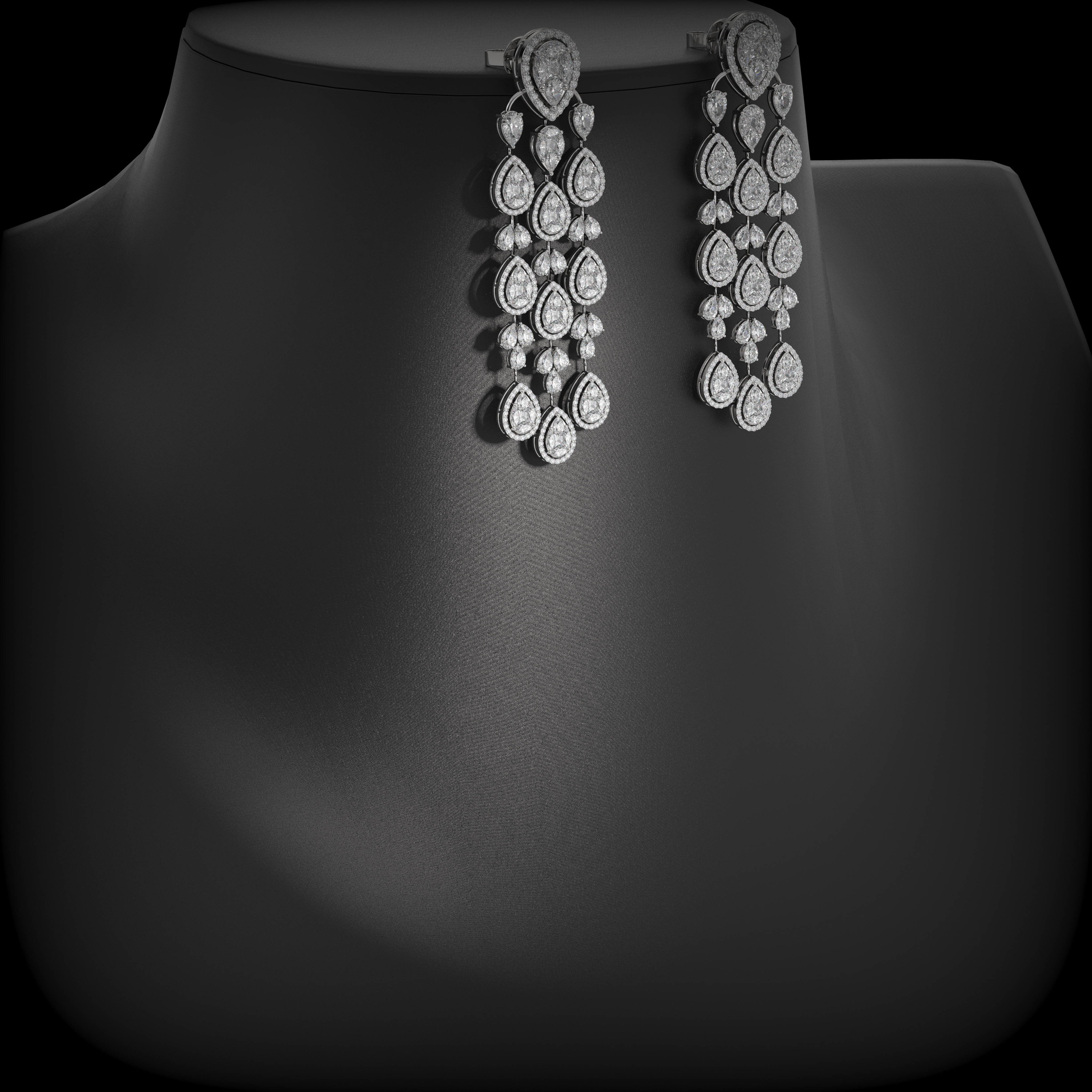 18k white gold  earrings with sparkling pear-cut diamonds