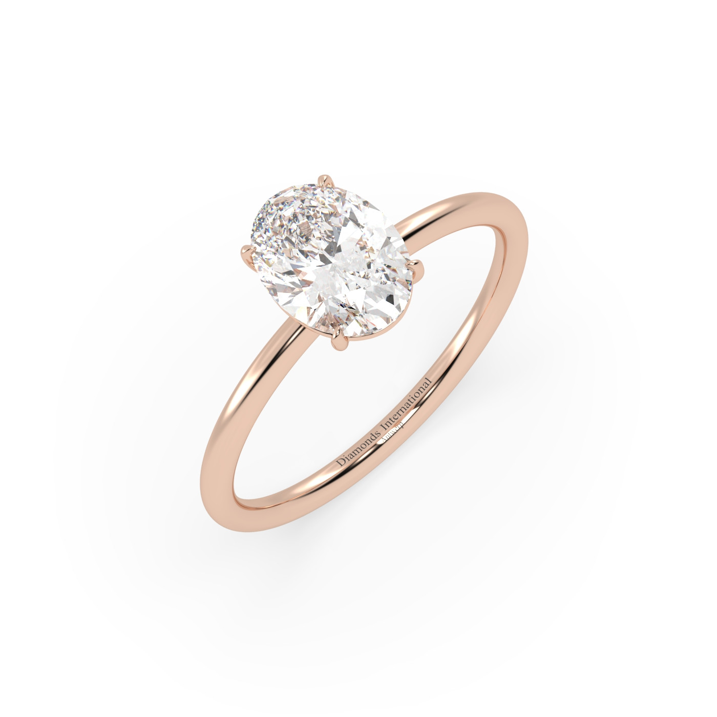 18k or rose  bague solitaire avec diamant ovale de 1 à 0 carats