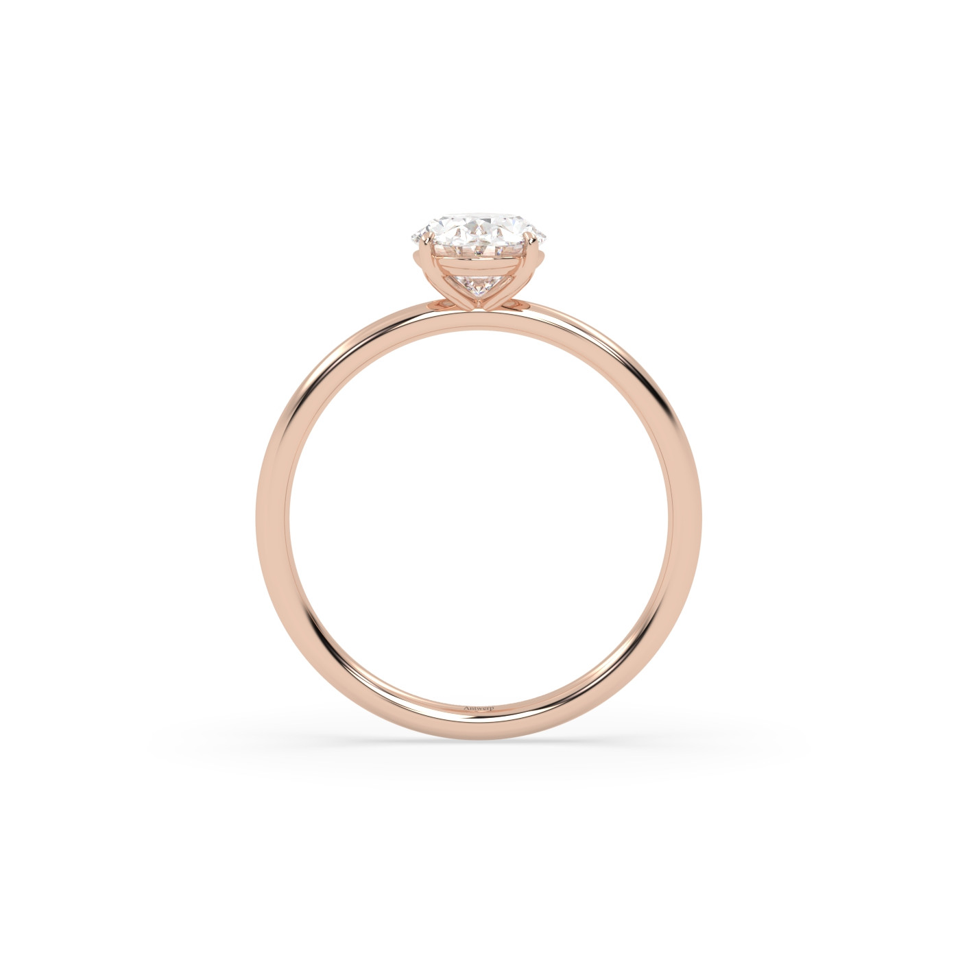 18k or rose  bague solitaire avec diamant ovale de 1 à 0 carats
