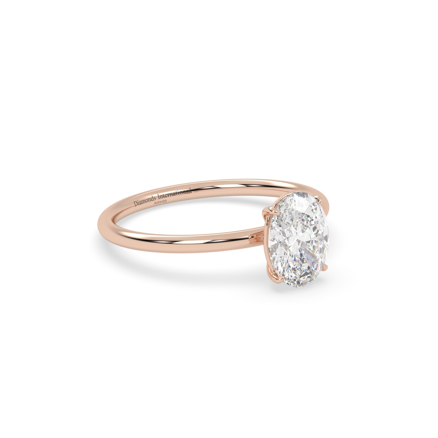 18k or rose  bague solitaire avec diamant ovale de 1 à 0 carats