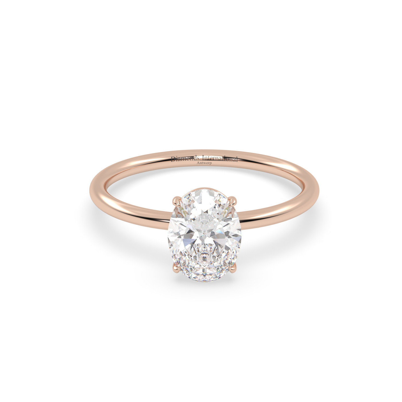 18k or rose  bague solitaire avec diamant ovale de 1 à 0 carats