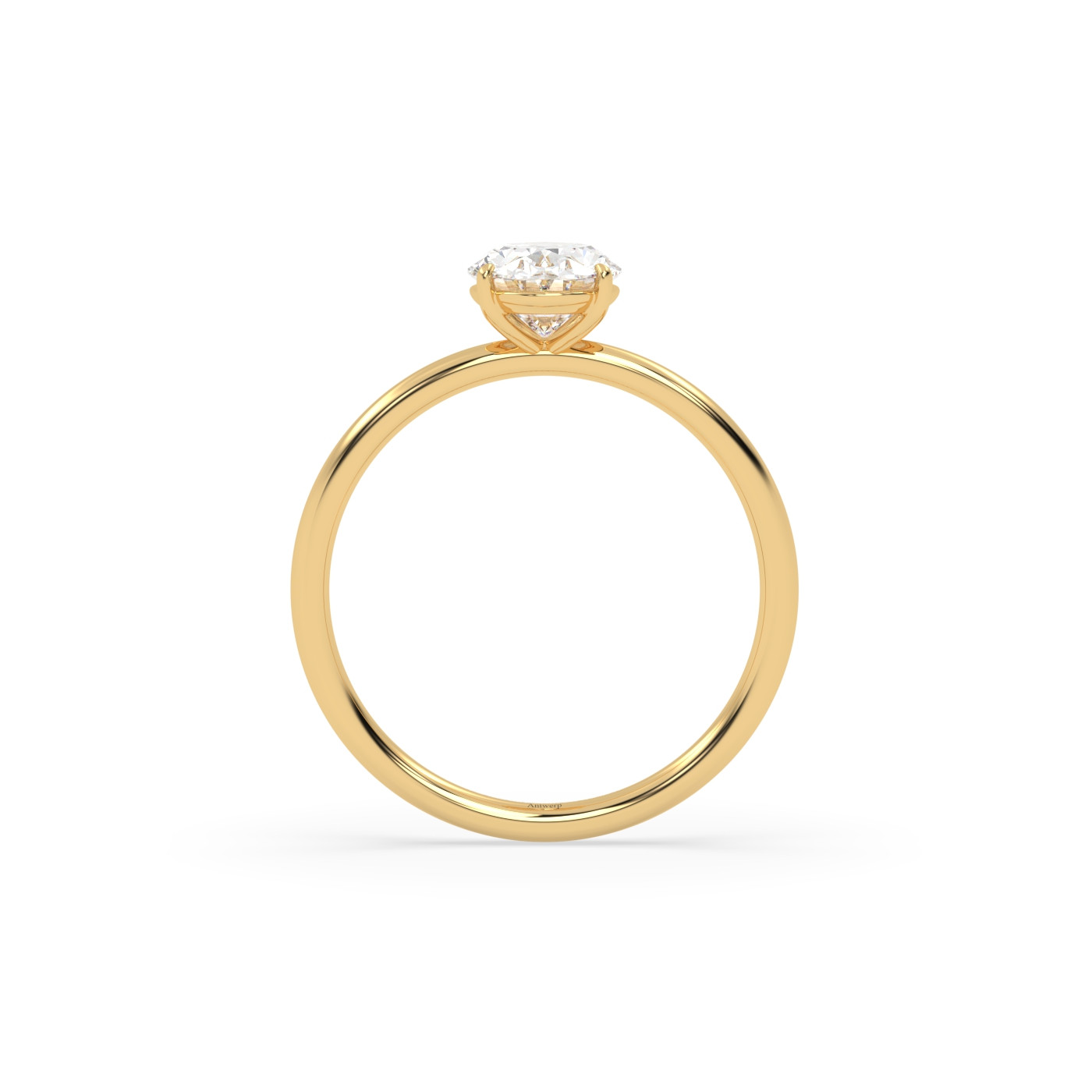 18k or jaune  bague solitaire avec diamant ovale de 1 à 0 carats