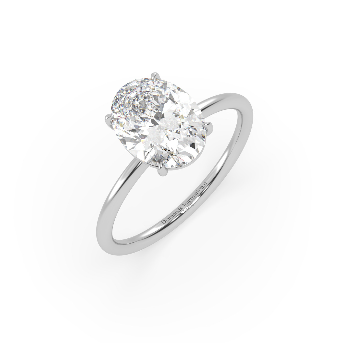 18k or blanc  bague solitaire avec diamant ovale de 2.0 à 0 carats