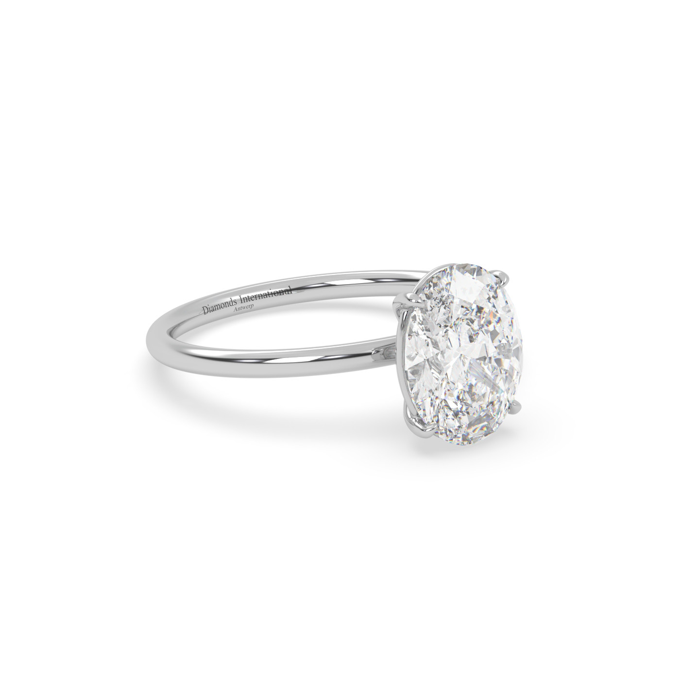 18k or blanc  bague solitaire avec diamant ovale de 2.0 à 0 carats
