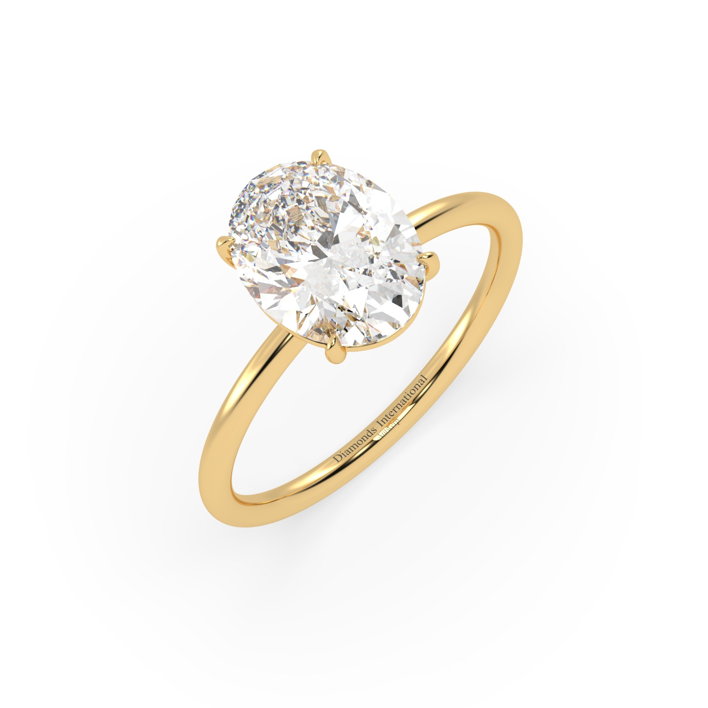 18k or jaune  bague solitaire avec diamant ovale de 2.0 à 0 carats