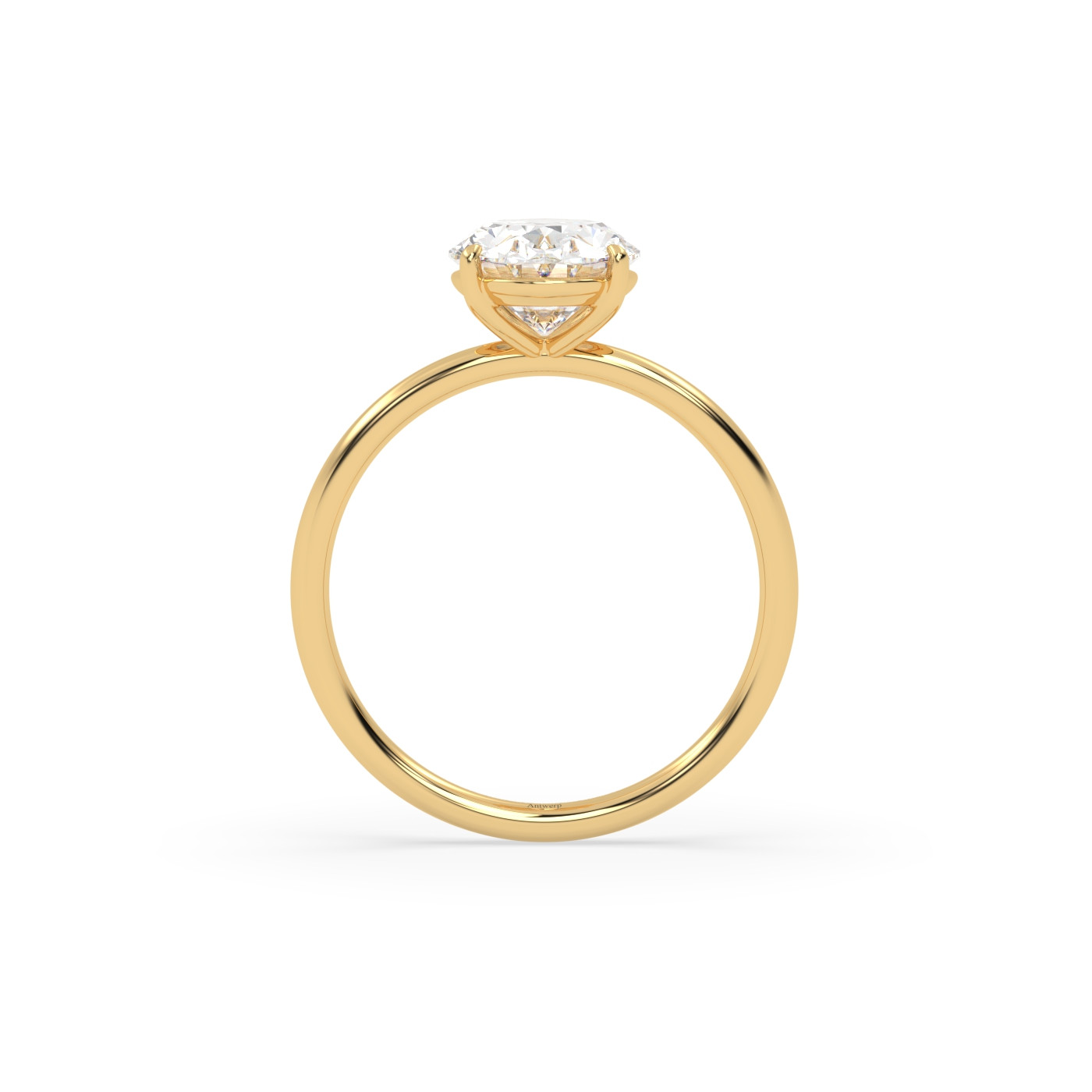 18k or jaune  bague solitaire avec diamant ovale de 2.0 à 0 carats