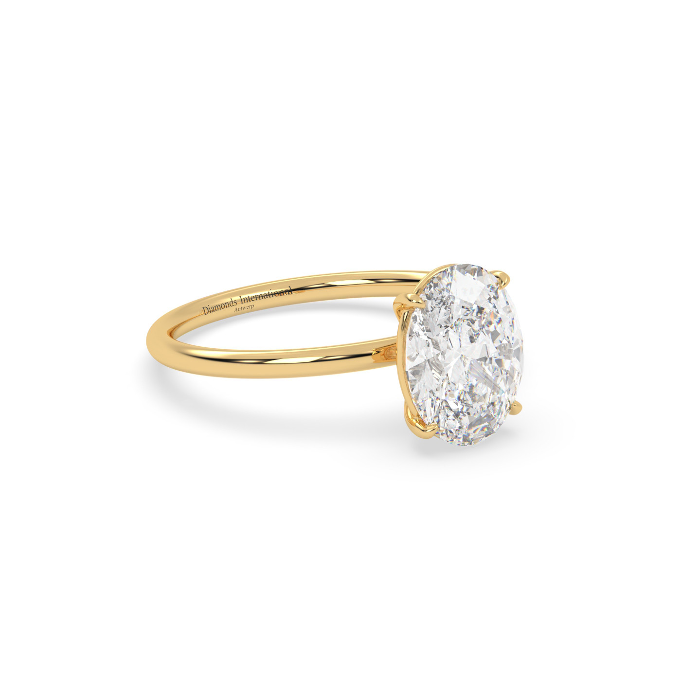 18k or jaune  bague solitaire avec diamant ovale de 2.0 à 0 carats