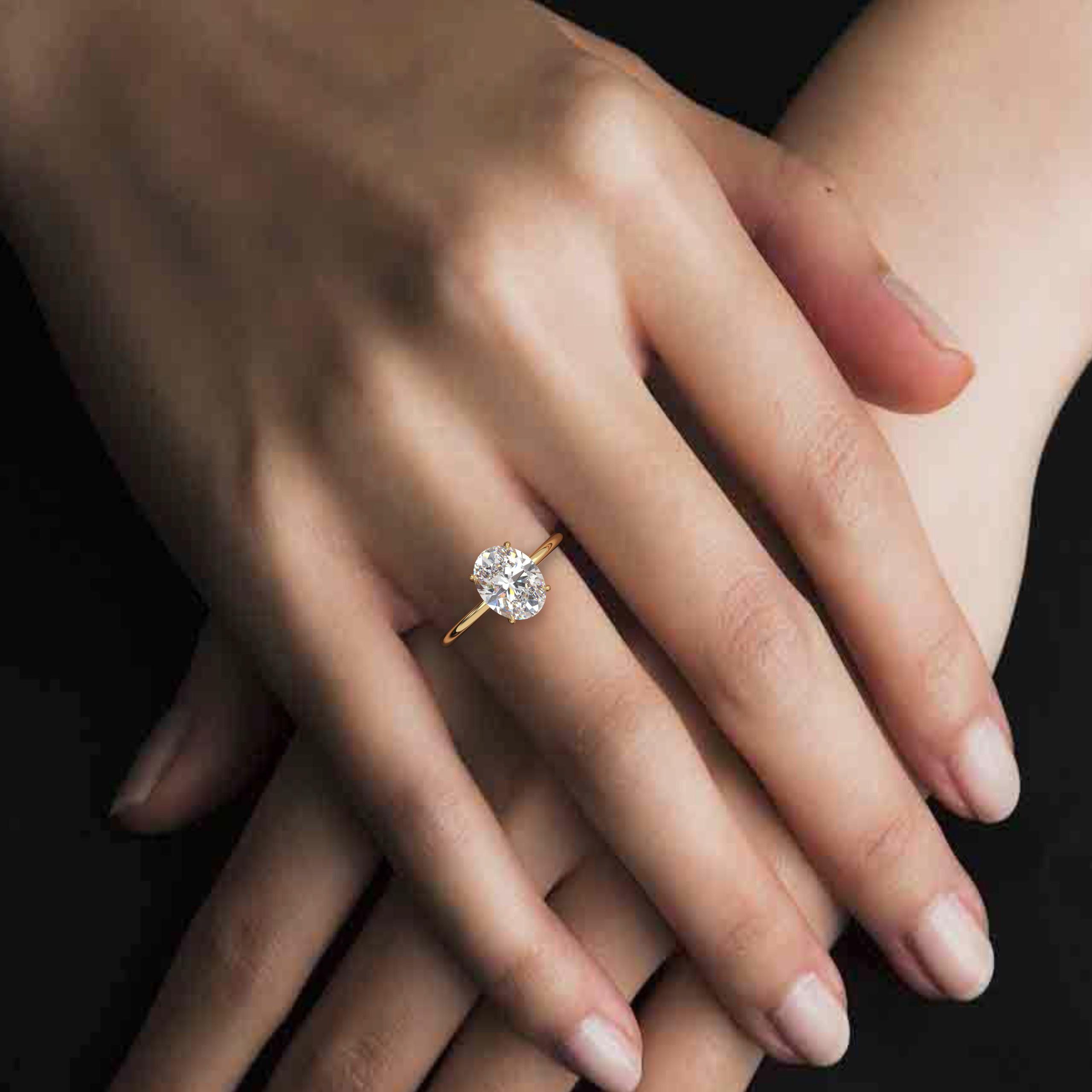 18k or jaune  bague solitaire avec diamant ovale de 2.0 à 0 carats
