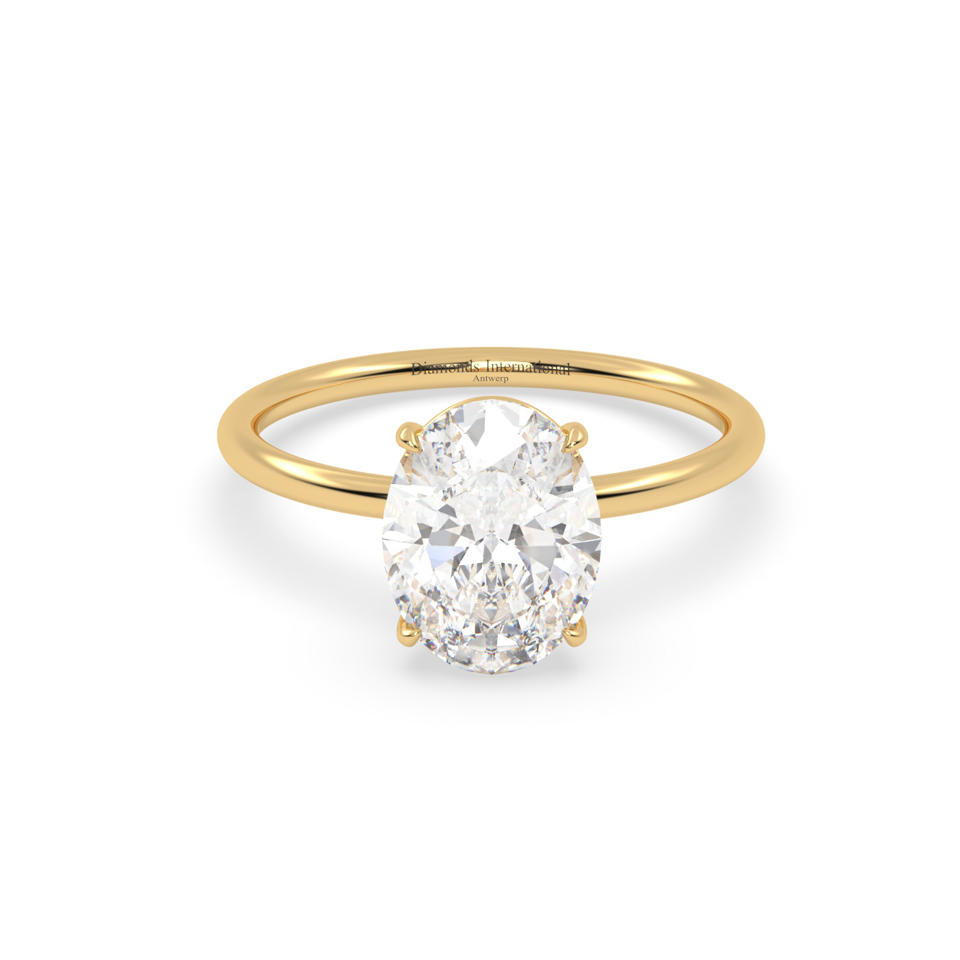 18k or jaune  bague solitaire avec diamant ovale de 1 à 0 carats Photos & images